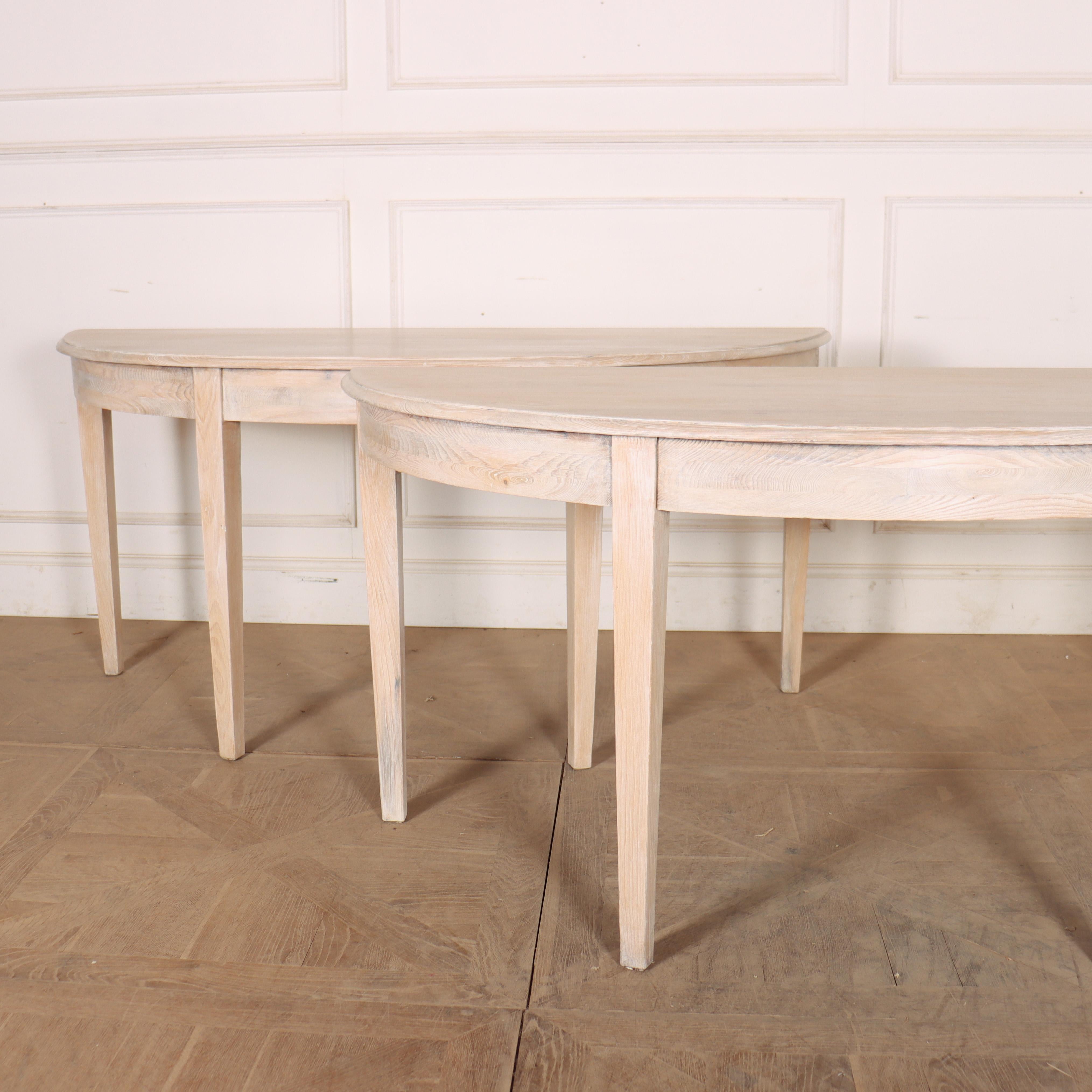 Large pair of 19th century Swedish bleached pine console tables. 1840. 

Clearance: 26-inches


Code: 9011

Dimensions:
W: 65