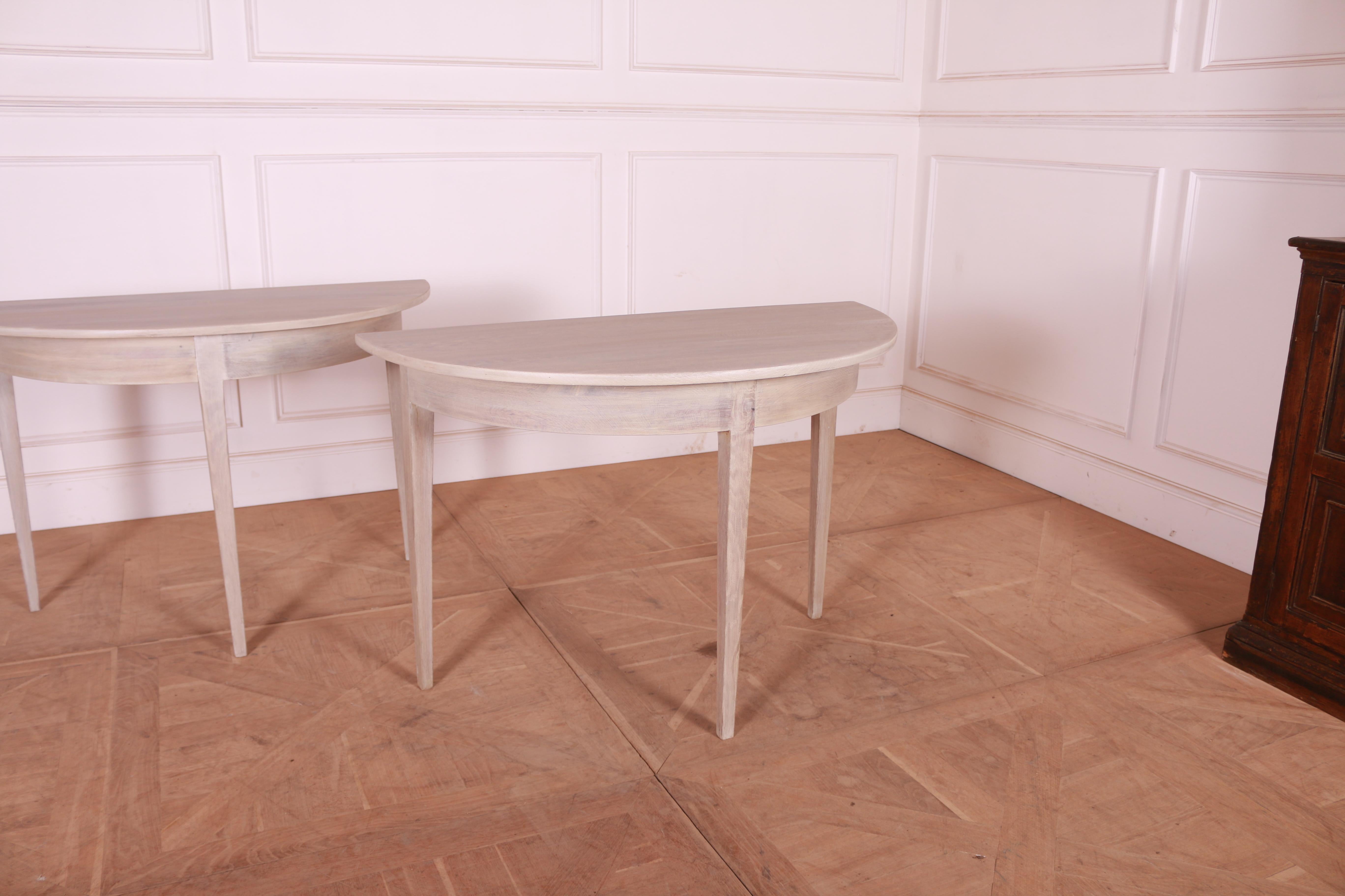 Bleached Pair of Swedish Console Tables
