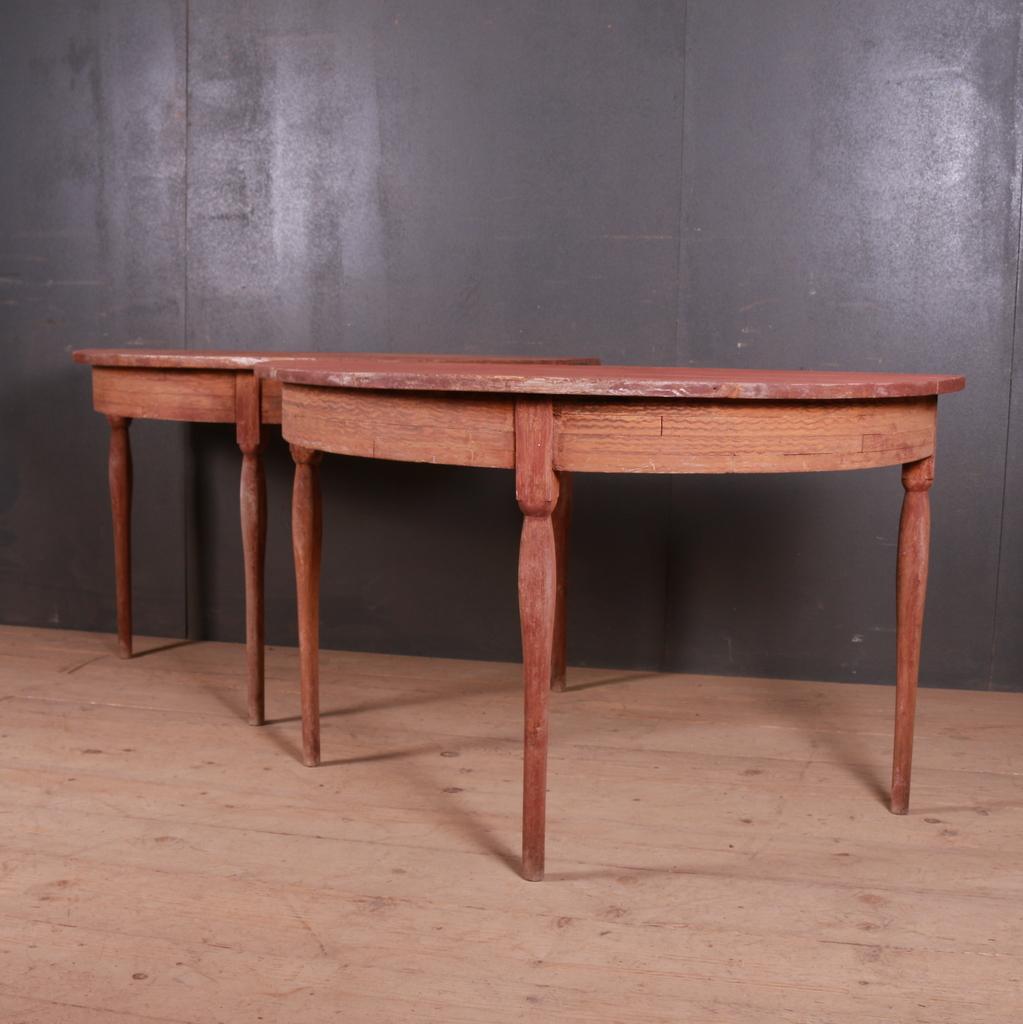 Pine Pair of Swedish Console Tables