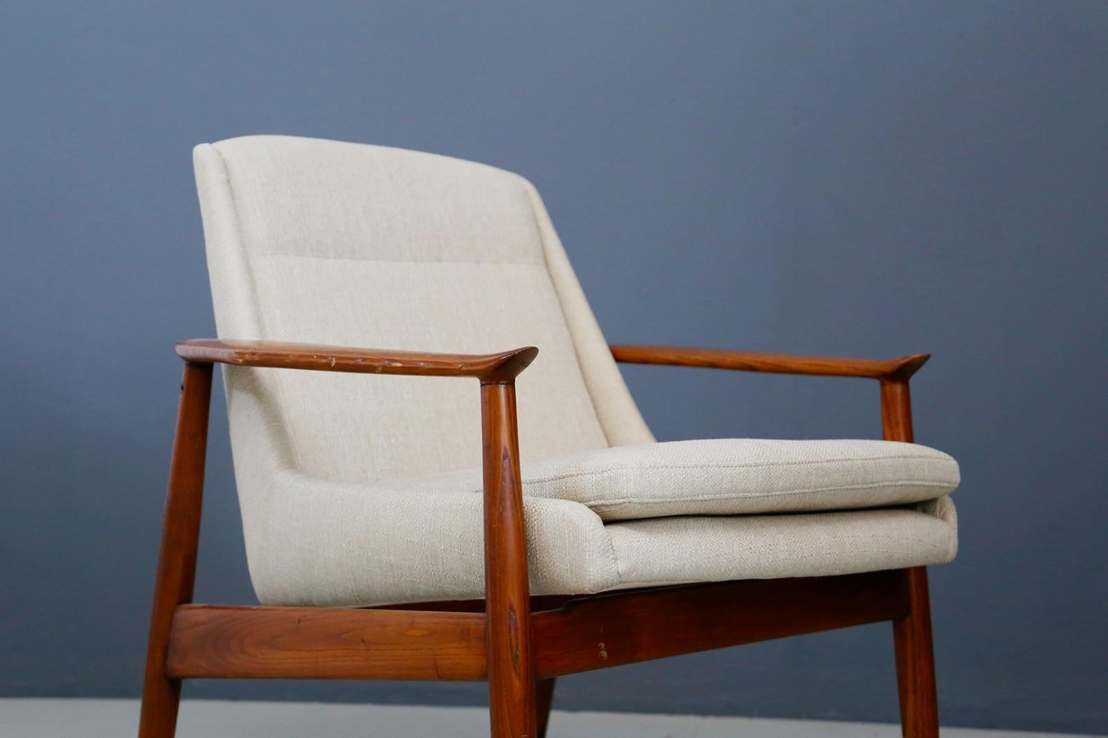 Mid-Century Modern Pair of Swedish Cotton Design Armchairs, 1950s
