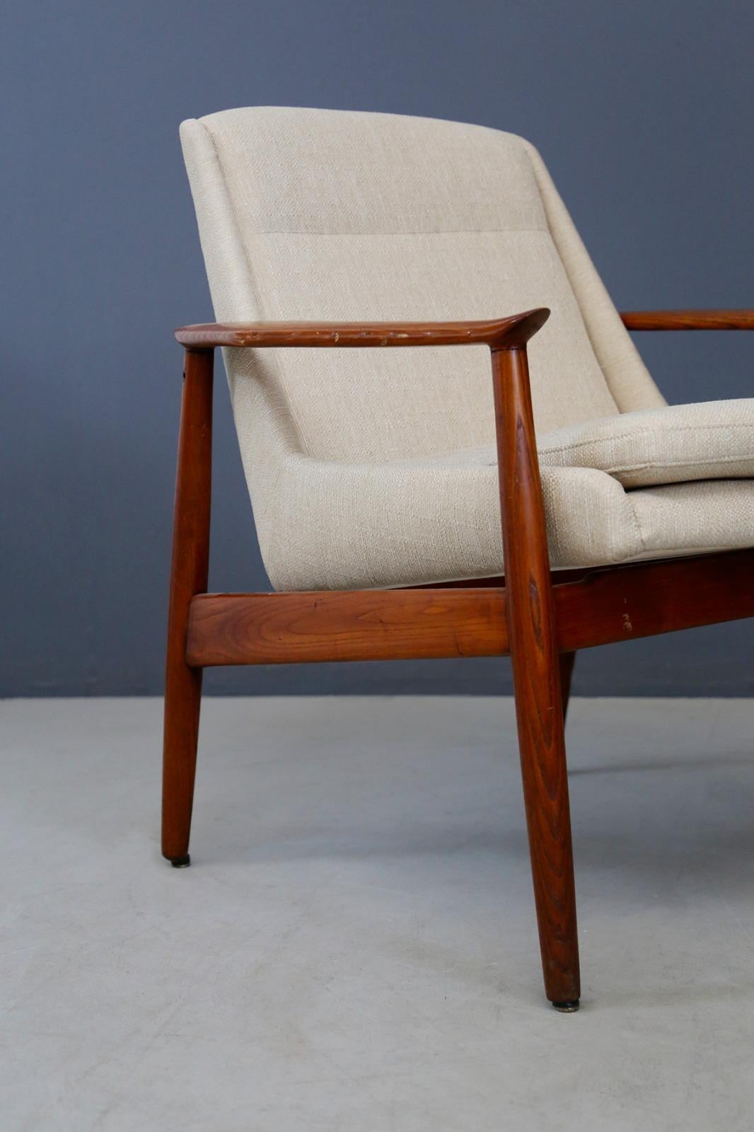 Mid-20th Century Pair of Swedish Cotton Design Armchairs, 1950s