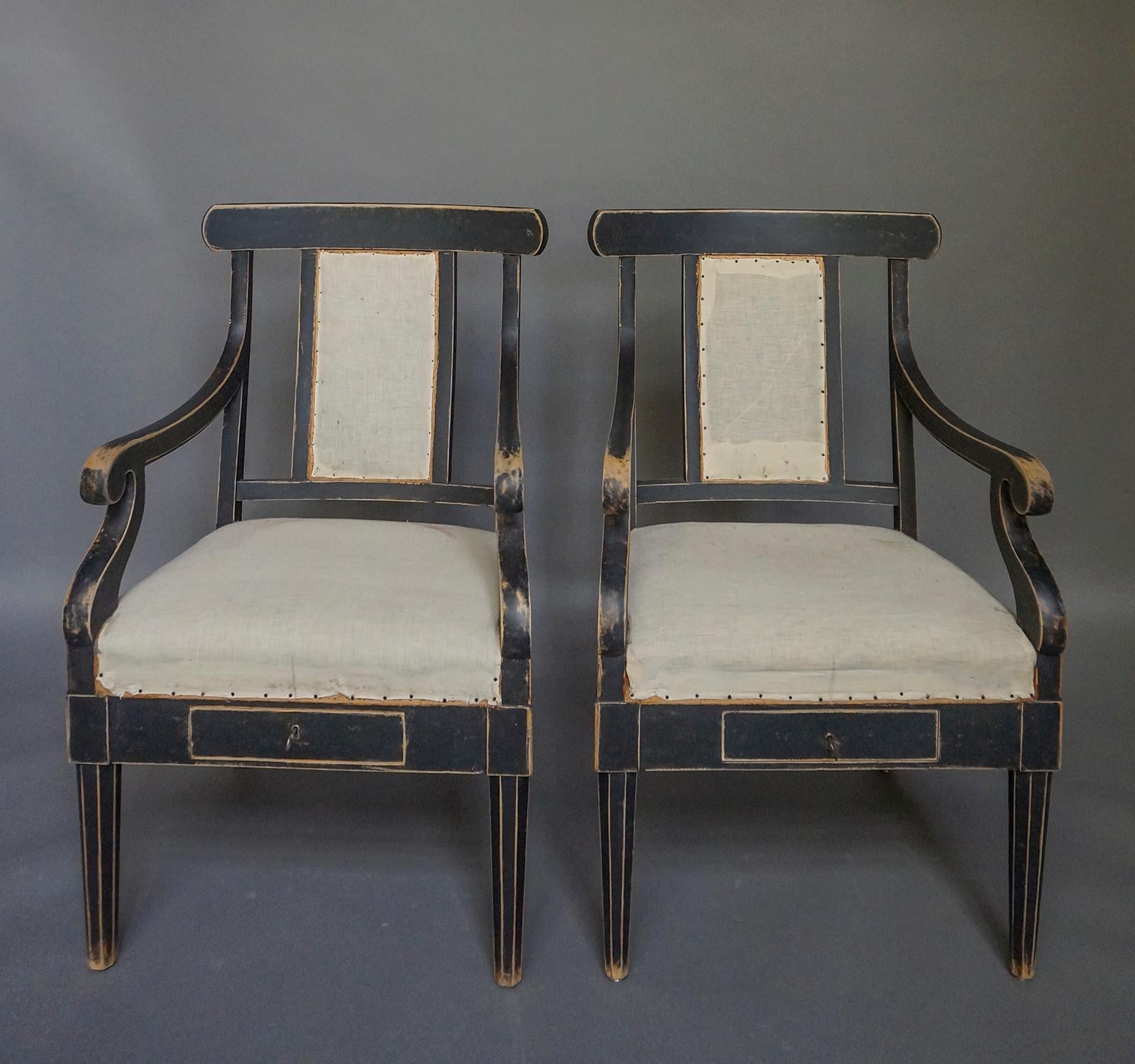 Empire Pair of Swedish Courtroom Chairs