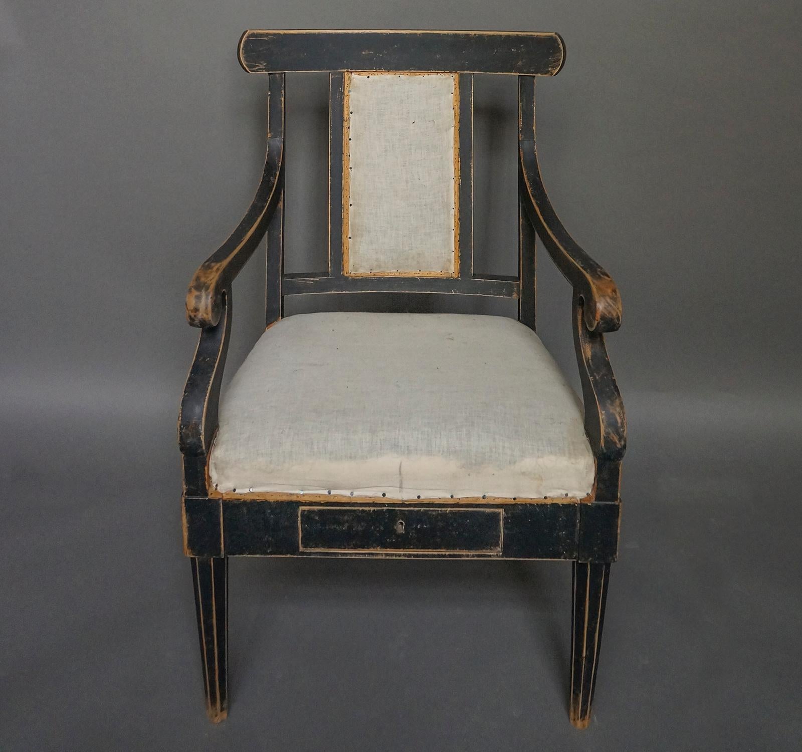 Painted Pair of Swedish Courtroom Chairs