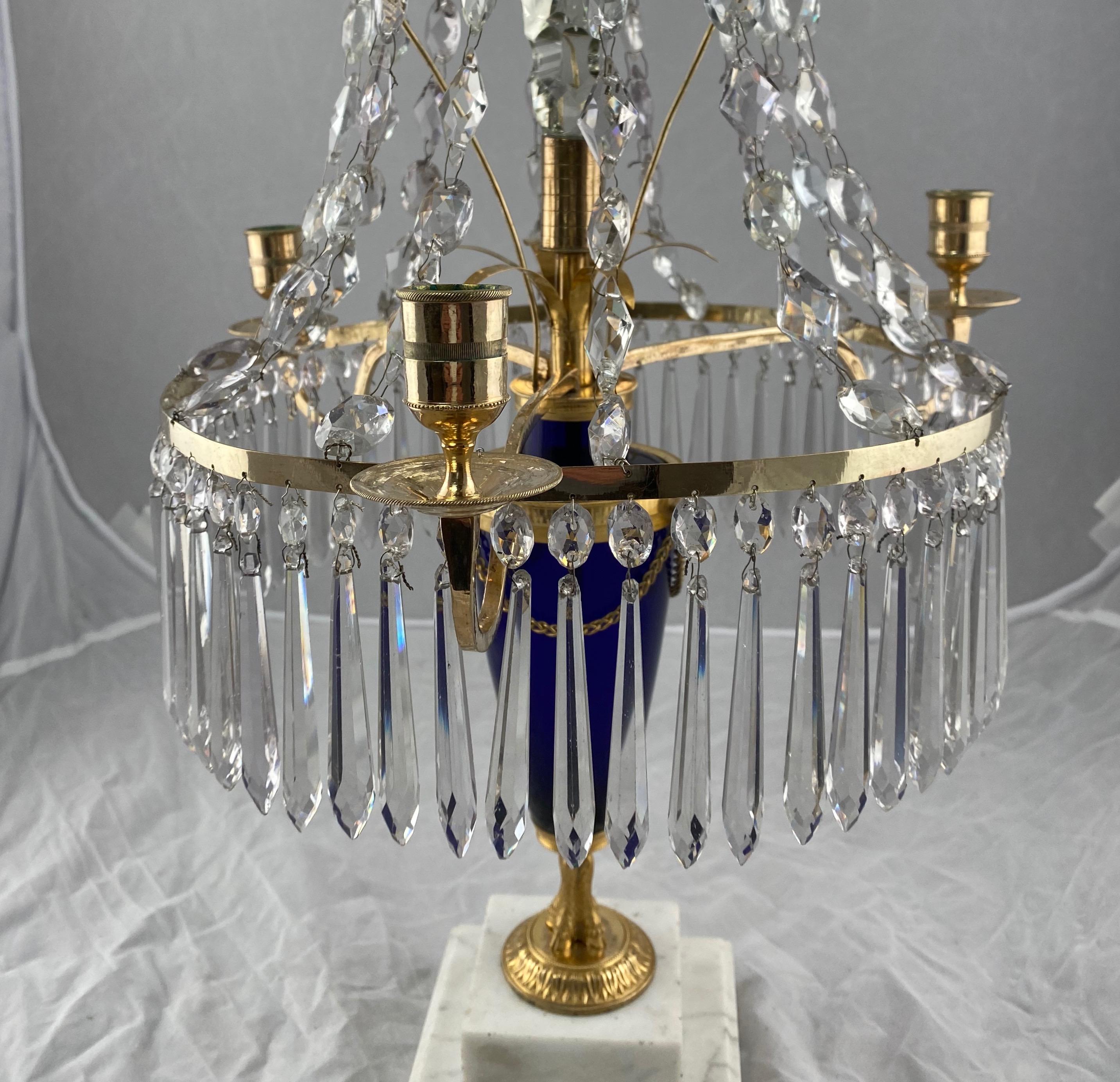 Gustavian Pair of Swedish Crystal Candelabra, 18th C