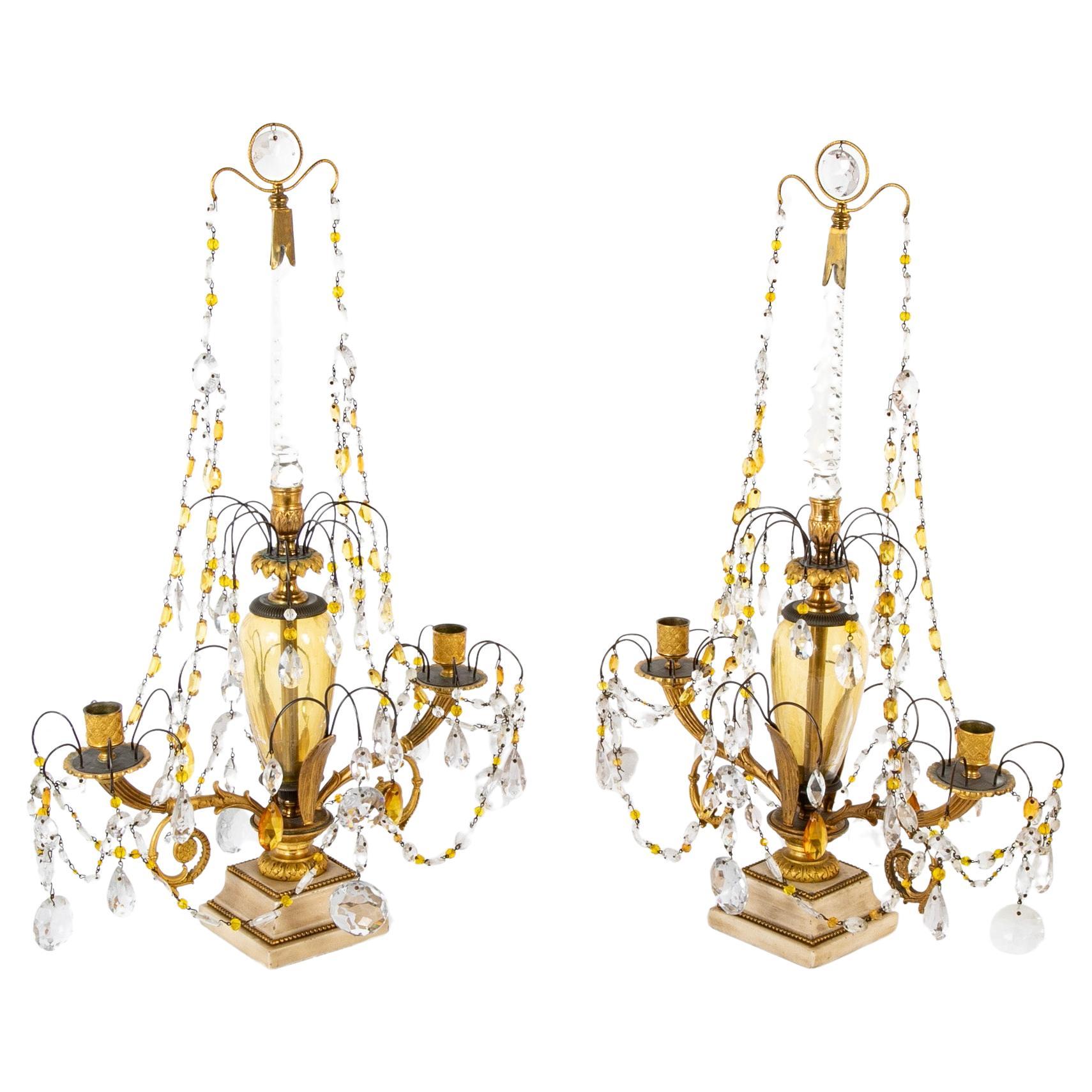 Paire de candélabres suédois en cristal