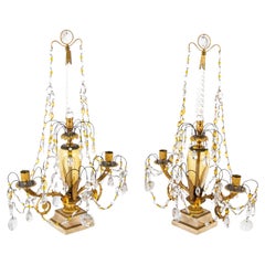 Pair of Swedish Crystal Candelabras