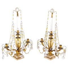 Pair of Swedish Crystal Candelabras 