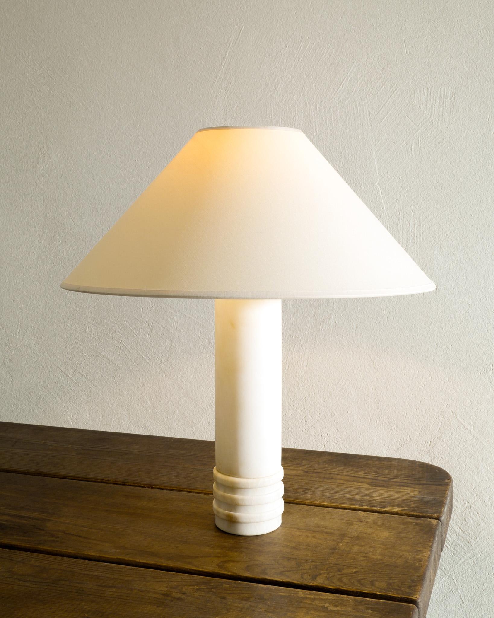 Pair of Swedish Cylinder Mid Century Marble Table Bed Lamps by Bergboms, 1960s  For Sale 2