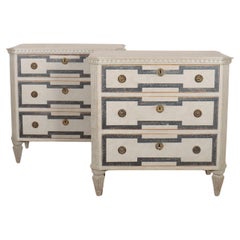 Antique Pair of Swedish Decorated Commodes