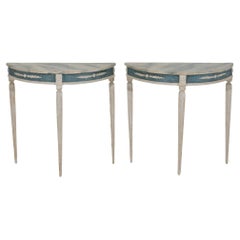 Pair of Swedish demi-lune console table, 20th C.