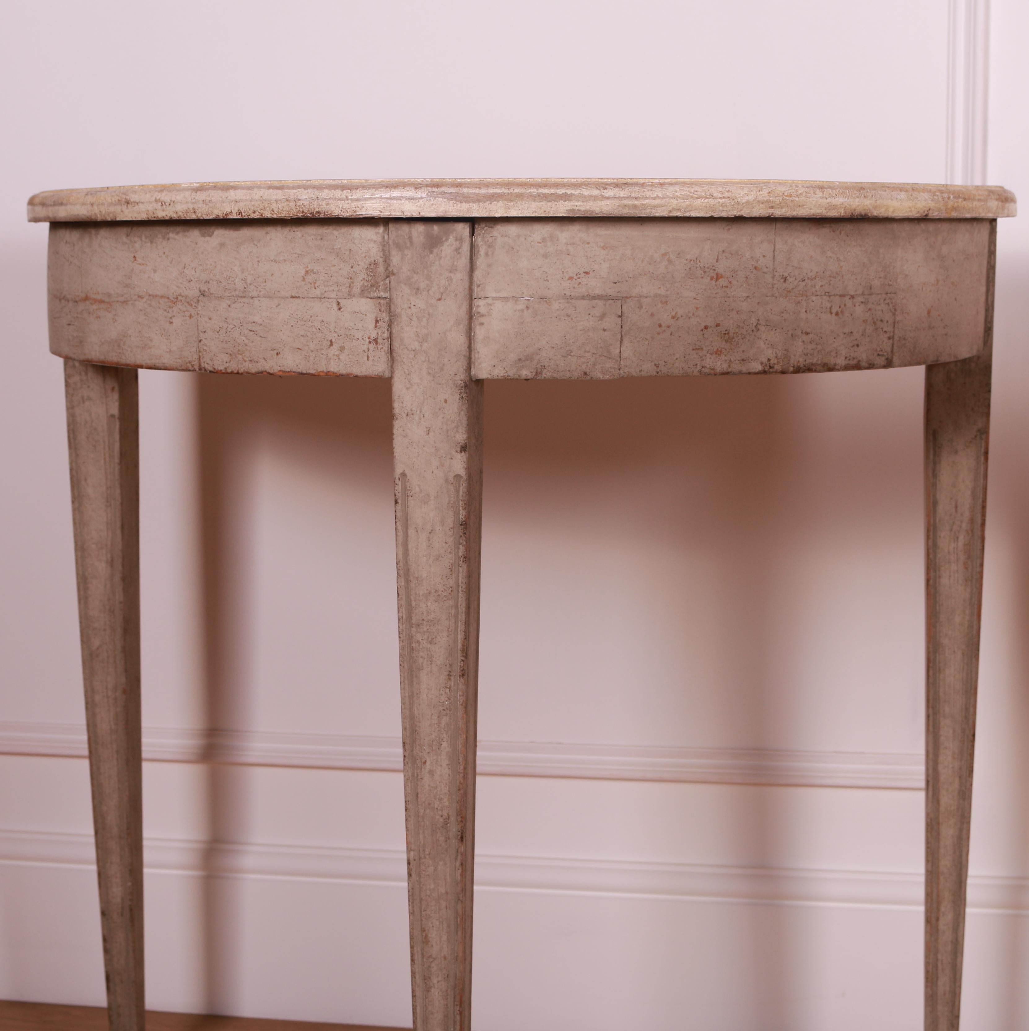 Pair of Swedish Demi Lune Console Tables In Good Condition In Leamington Spa, Warwickshire