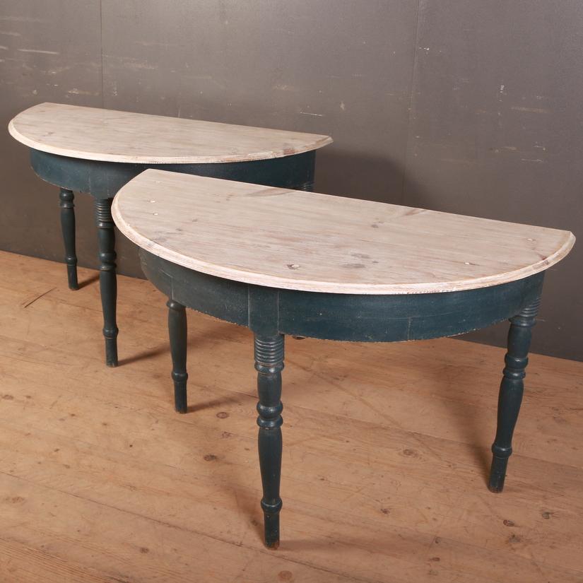 Pair of Swedish Demilune Console Tables In Good Condition In Leamington Spa, Warwickshire