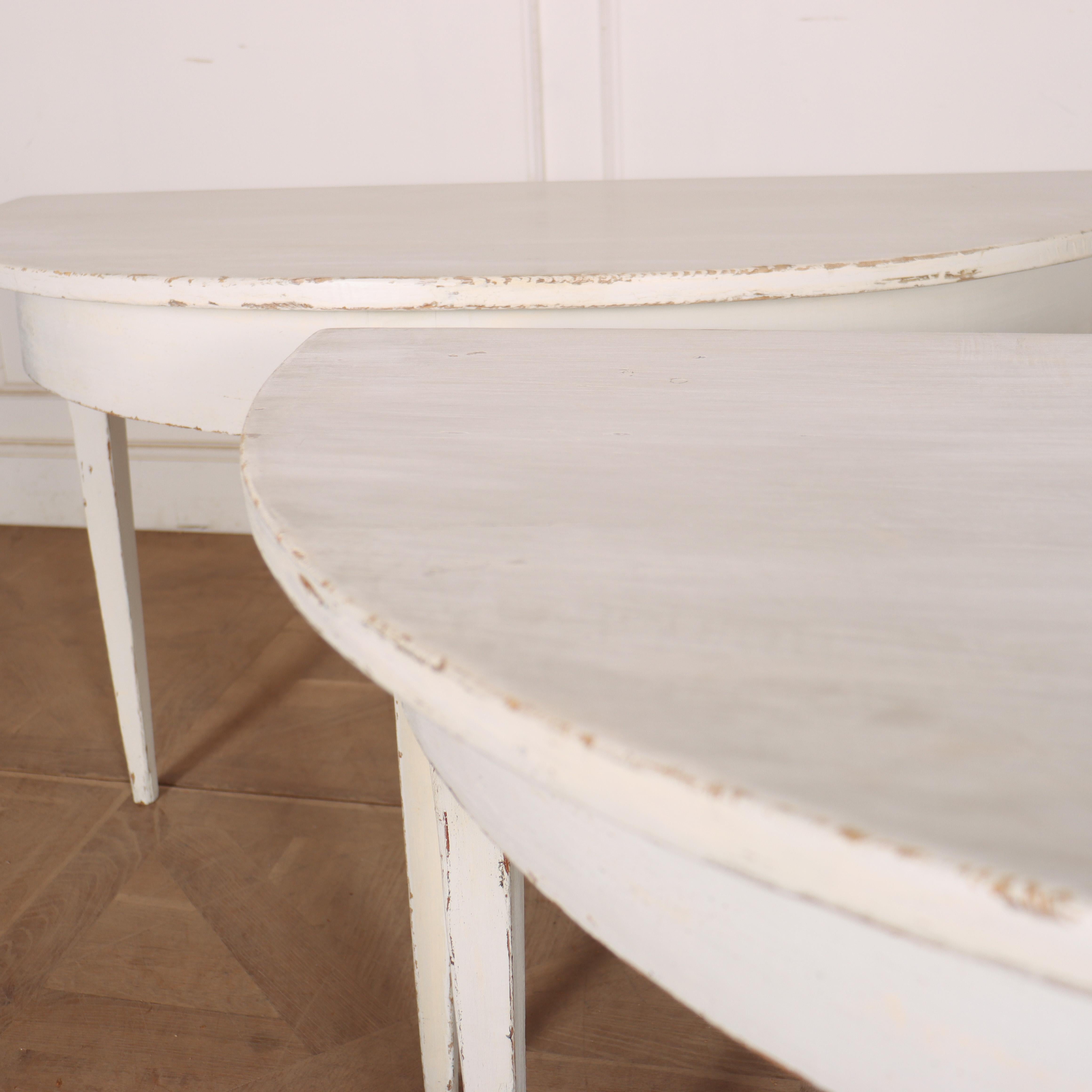 19th Century Pair of Swedish Demi-lune Console Tables For Sale