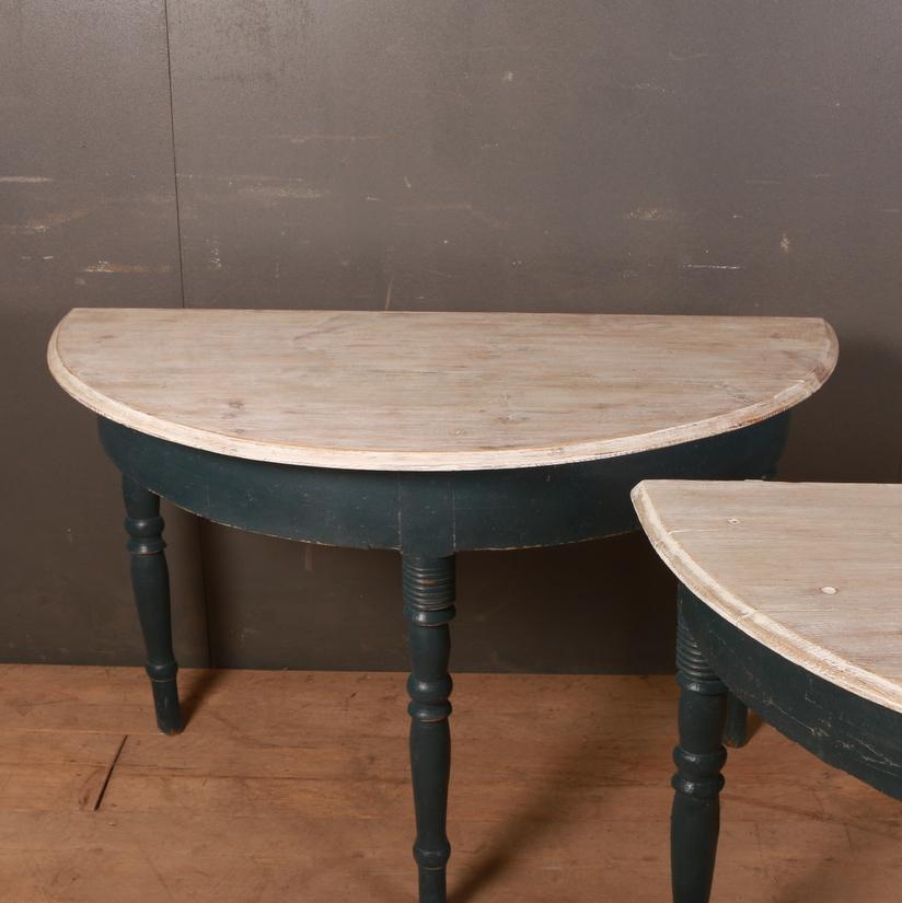 19th Century Pair of Swedish Demilune Console Tables