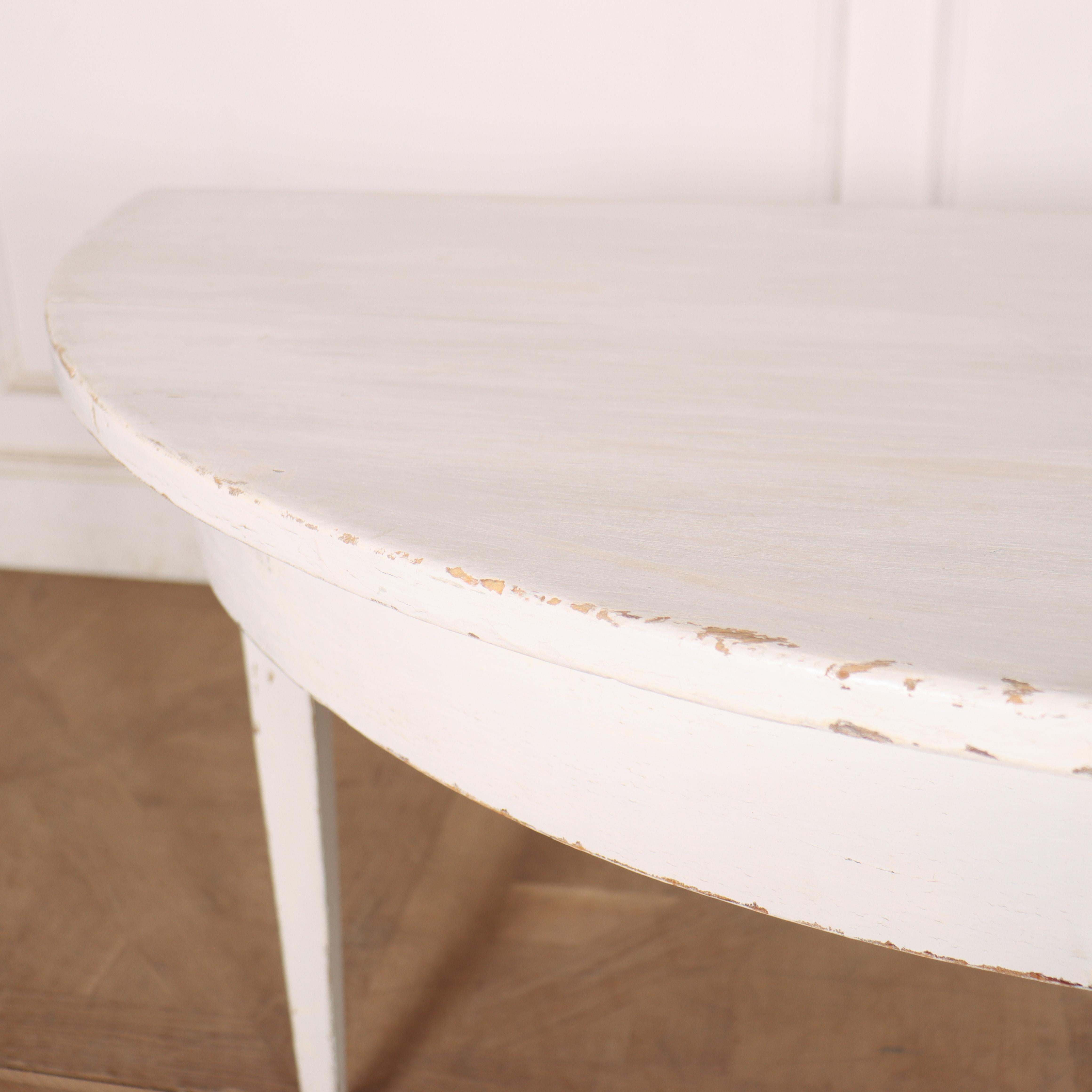 Pine Pair of Swedish Demi-lune Console Tables For Sale