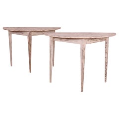Paire de tables consoles suédoises Demi Lune