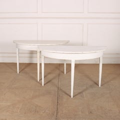 Pair of Swedish Demi-lune Console Tables