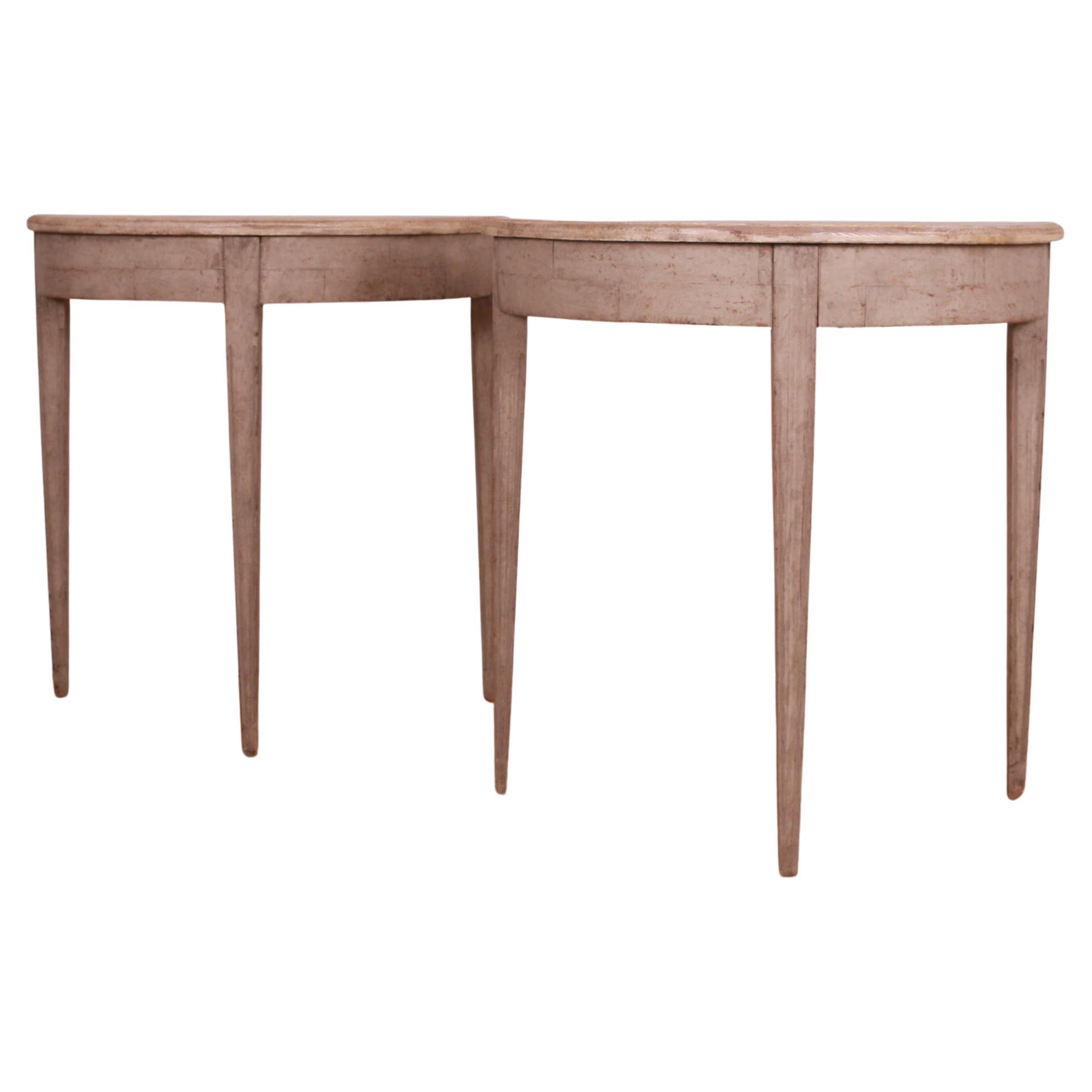 Pair of Swedish Demi Lune Console Tables