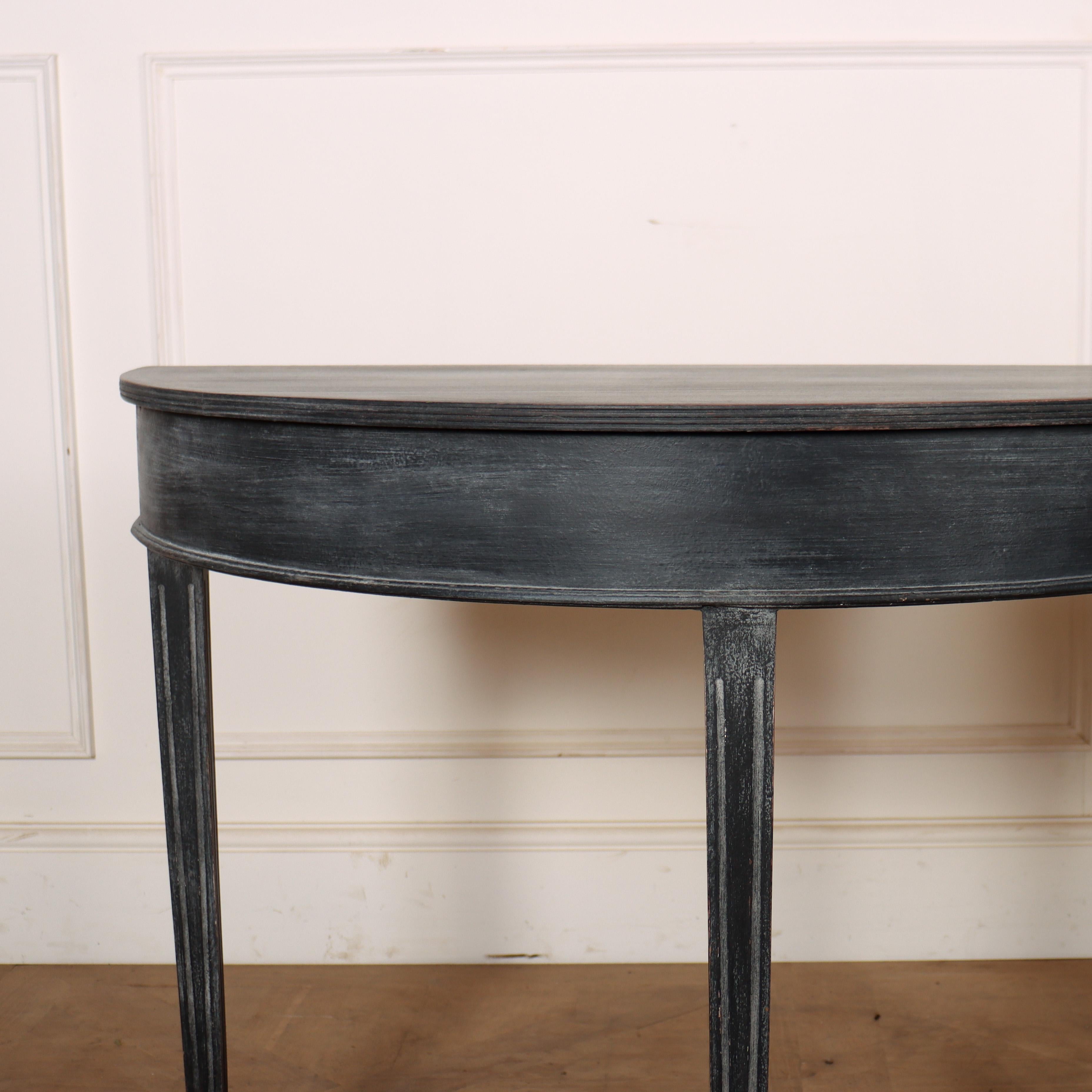 Pair of late 19th C Swedish painted demi lune console tables. 1890.

38