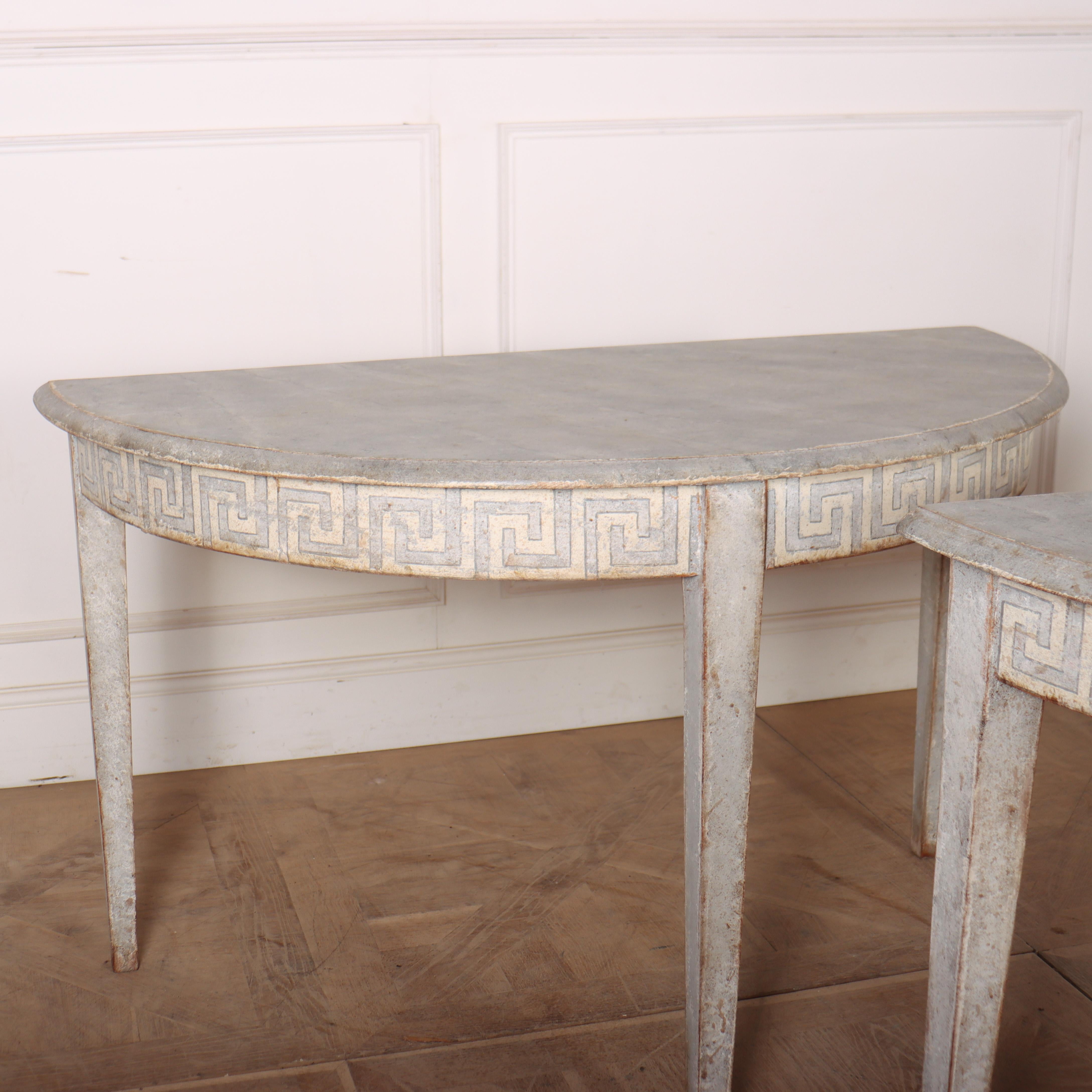 Pair of Swedish Demi Lune Consoles In Good Condition For Sale In Leamington Spa, Warwickshire