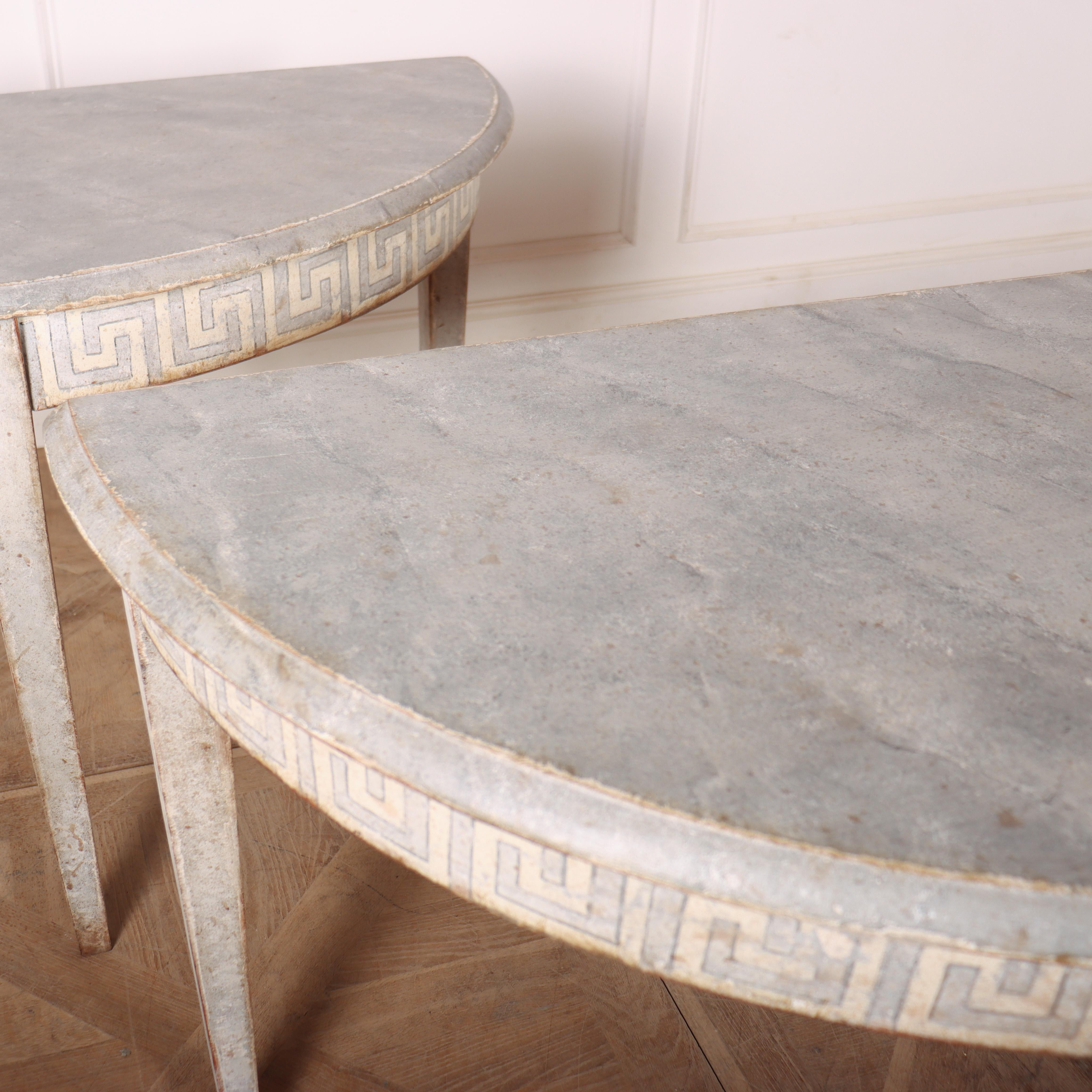 19th Century Pair of Swedish Demi Lune Consoles For Sale