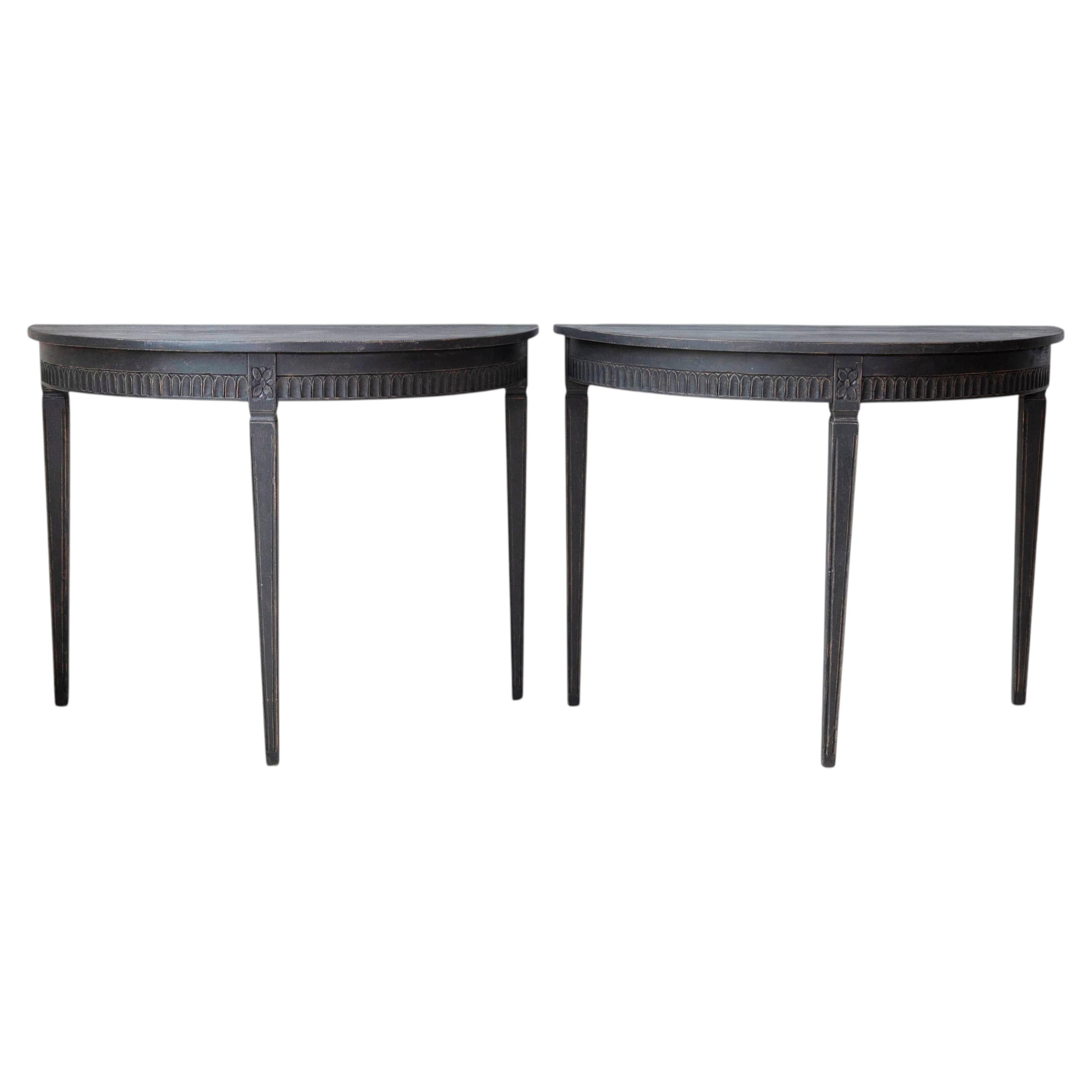 Pair of Swedish Demi-Lune Tables, circa 1880