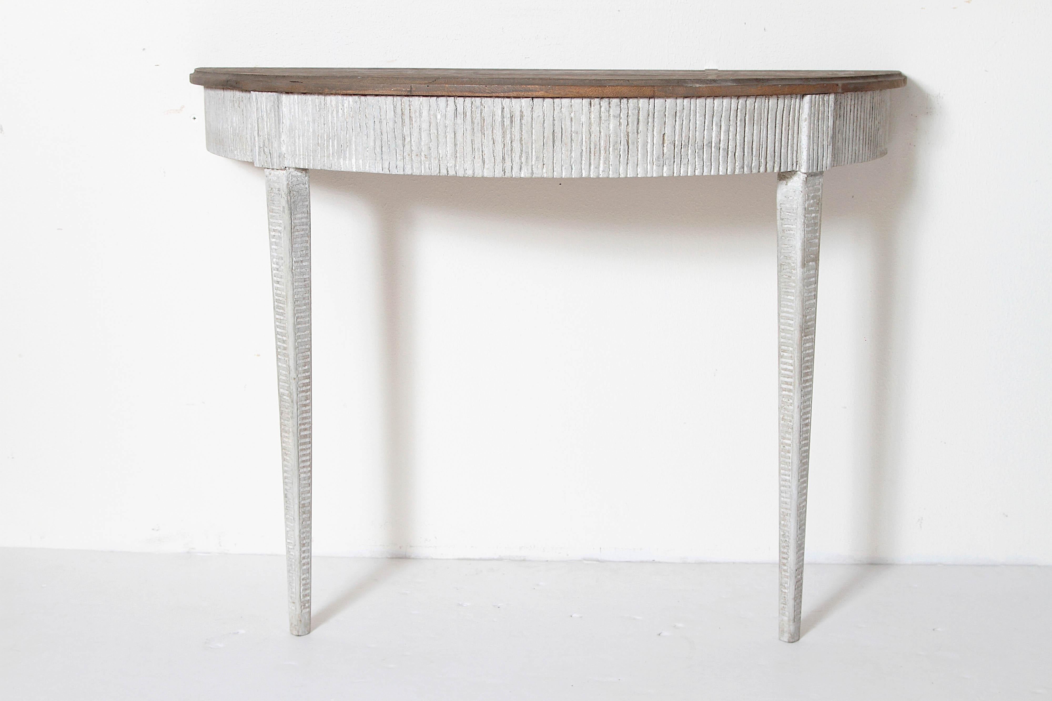 Gustavian Pair of Swedish Demilume Console Tables