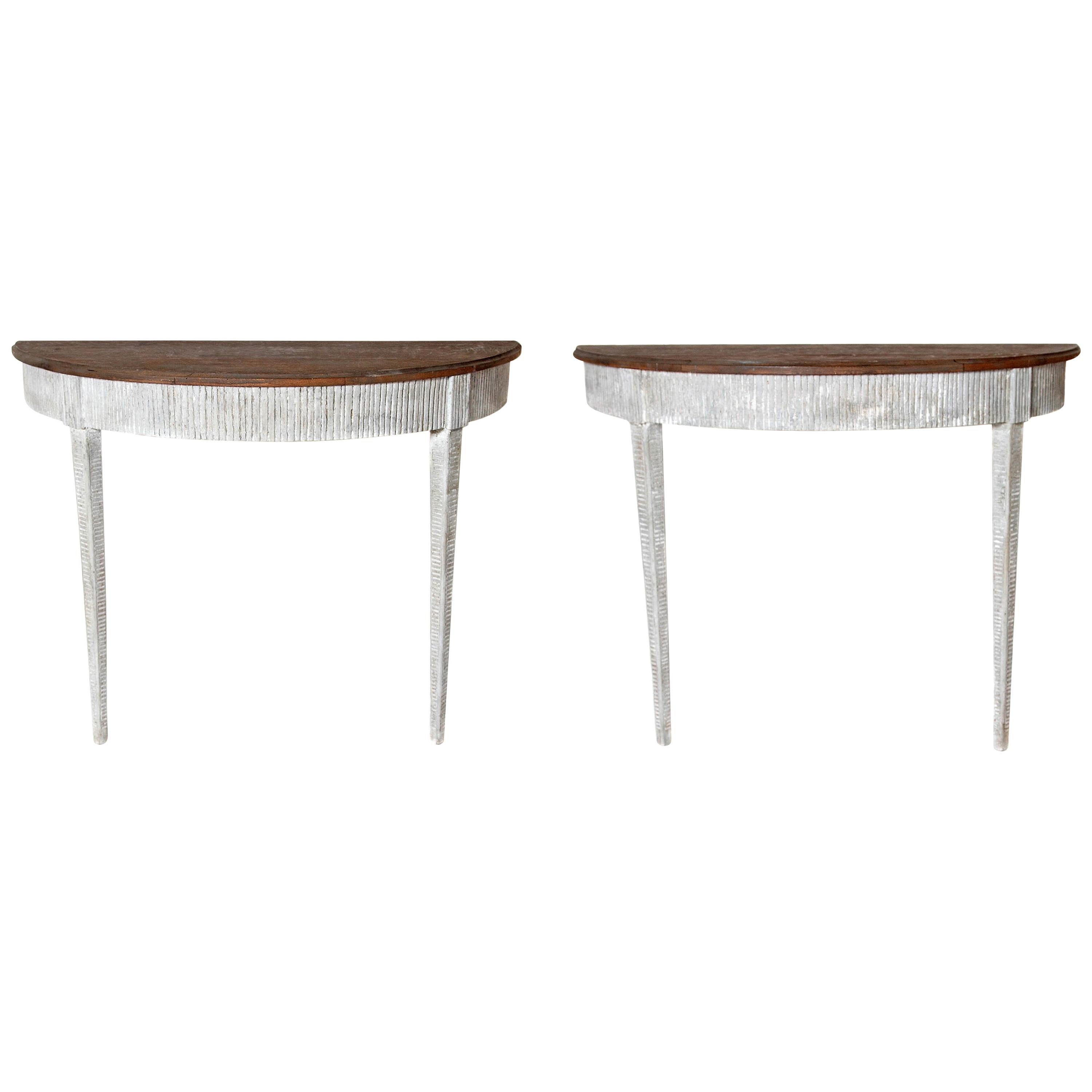 Pair of Swedish Demilume Console Tables