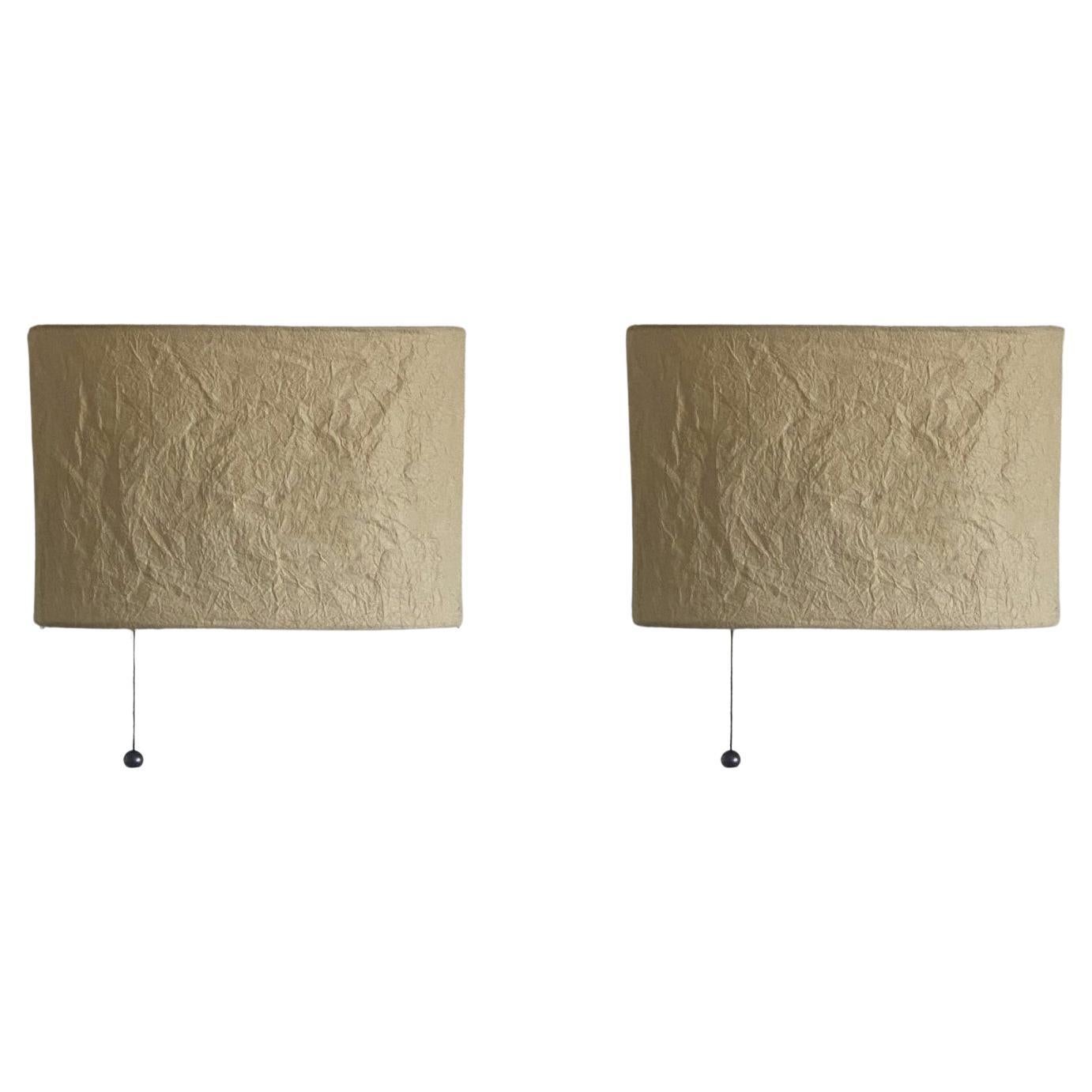 Pair Swedish Designer Sconces, Sweden, 1980s, Wall Lights made of Japanese Paper