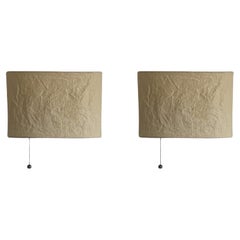 Paar schwedische Designer-Wandleuchten, Schweden, 1980er Jahre, Wandleuchten aus Japanpapier