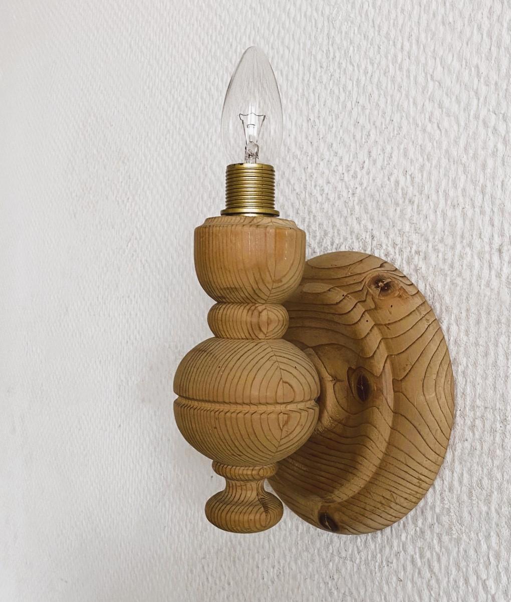 Pair of Swedish Designer Pine Wall Sconces with Pleated Shades, Sweden, 1950s 6