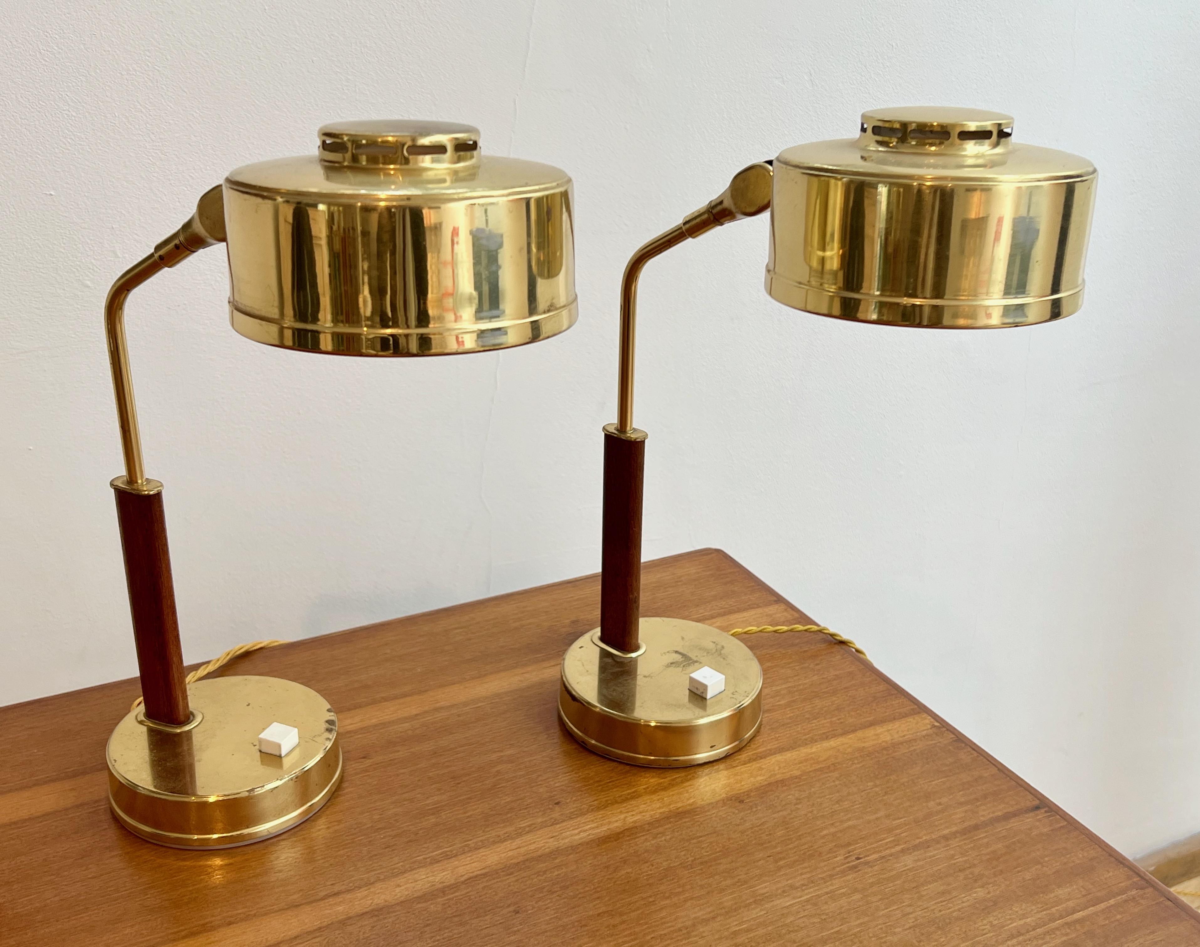 Mid-20th Century Pair of Swedish Desk Lamps by Bröderna Johansson Auto-Metallfabrik, 1950s For Sale