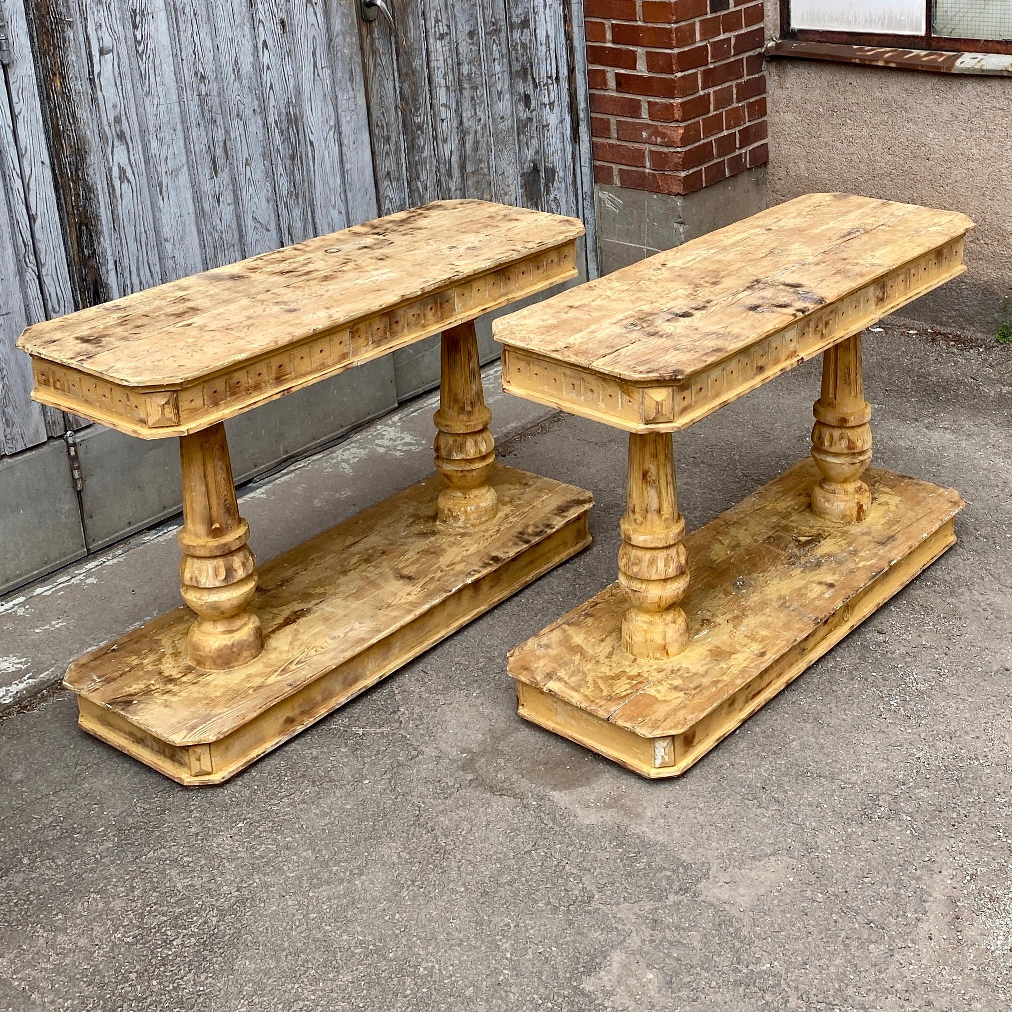 Pair of Swedish Pillar Console Tables, Early 19th Century For Sale 5