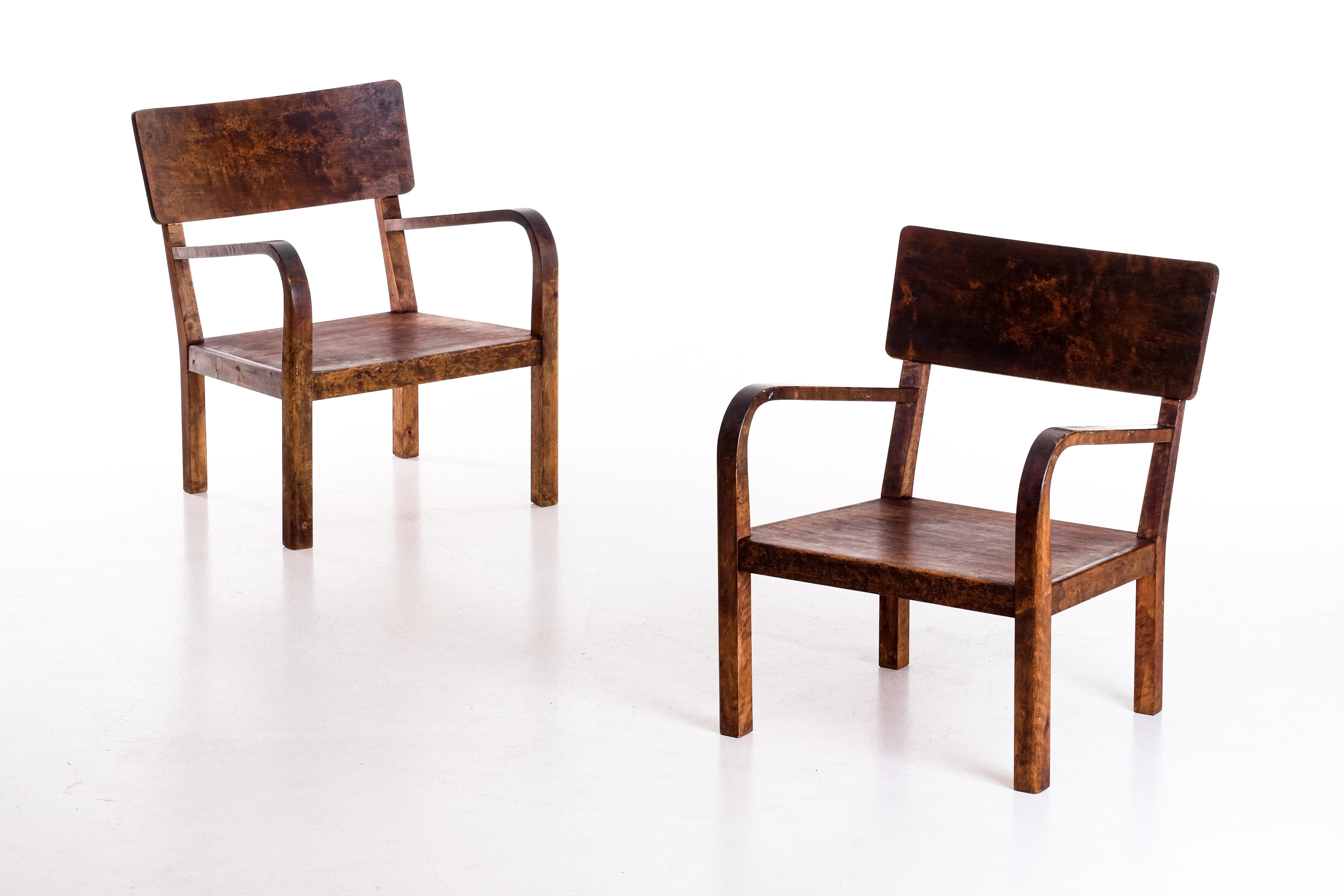 Mid-20th Century Pair of Swedish Easy Chairs, 1950s For Sale