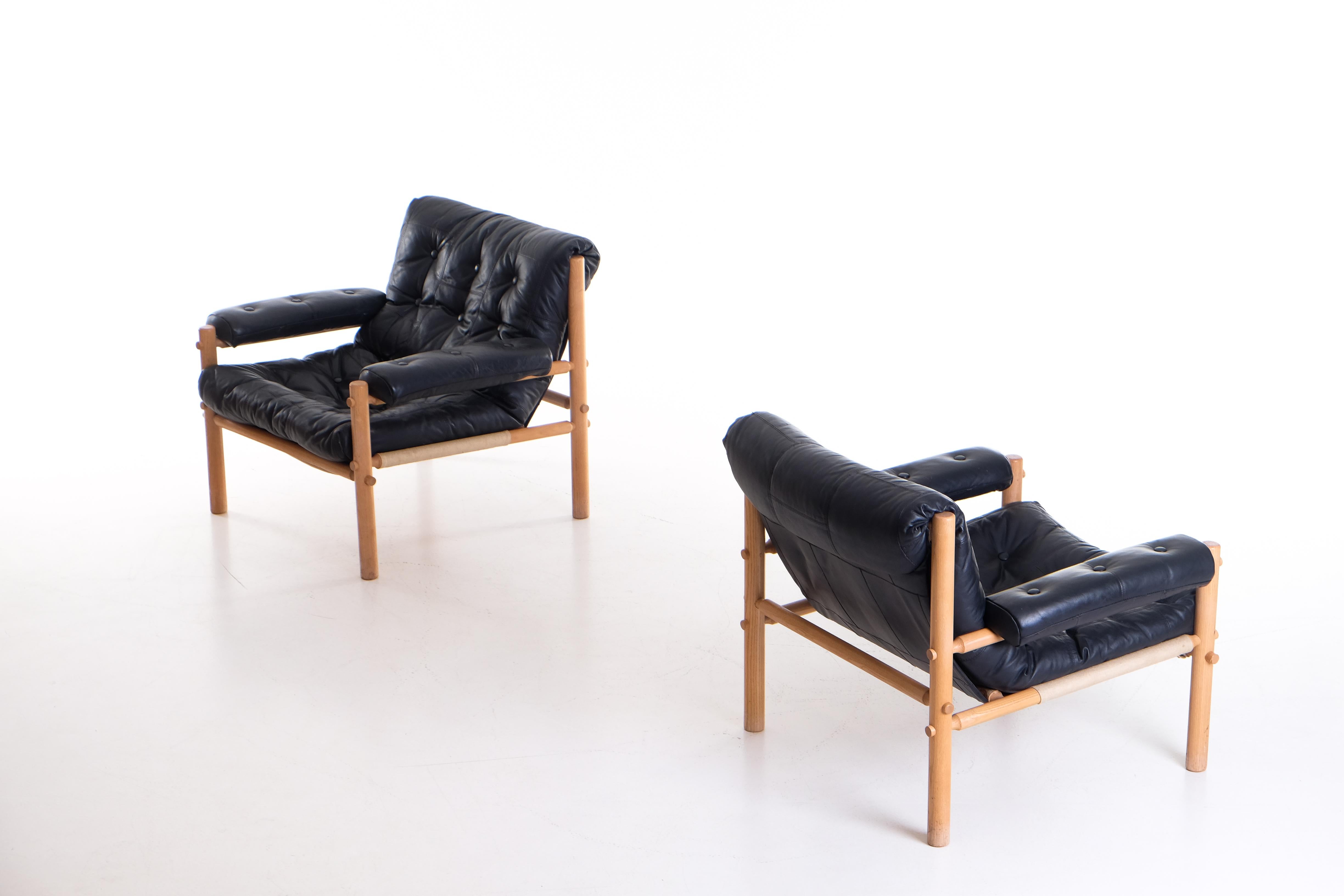 Scandinavian Modern Pair of Swedish Easy Chairs, 1970s For Sale