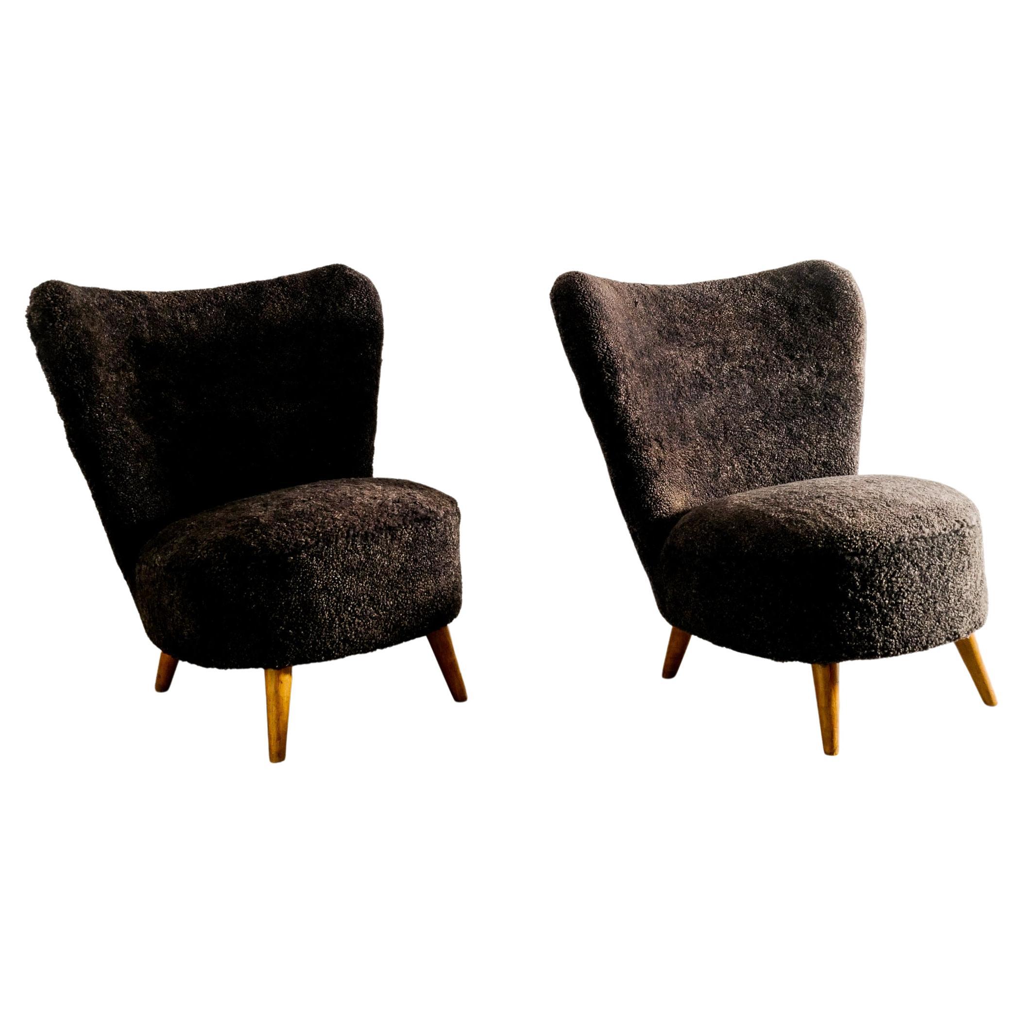 Pair of Swedish Easy Chairs Attr. to Gösta Jonsson Produced in Sweden, 1940s For Sale
