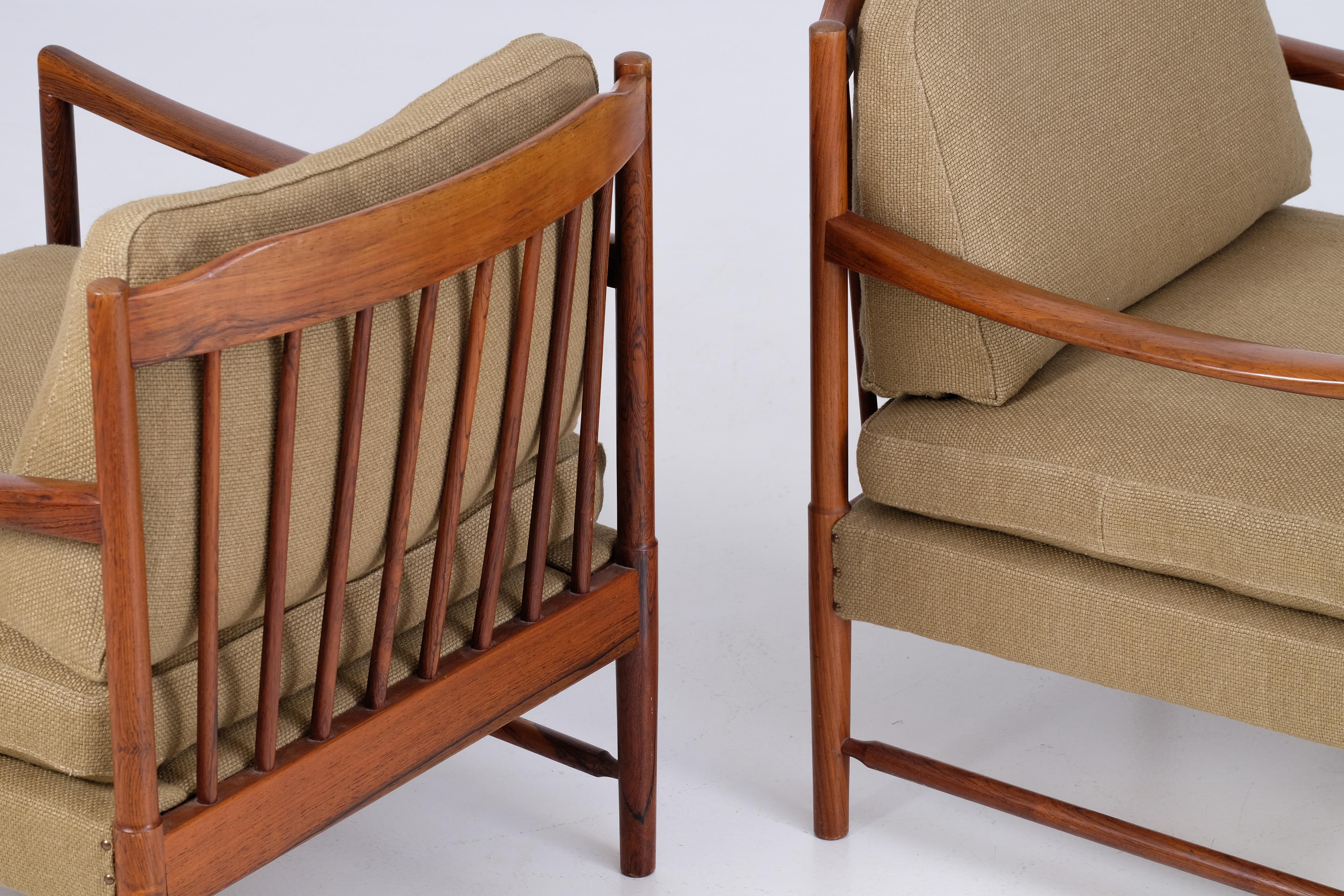 Scandinavian Modern Pair of Swedish Easy Chairs Model 