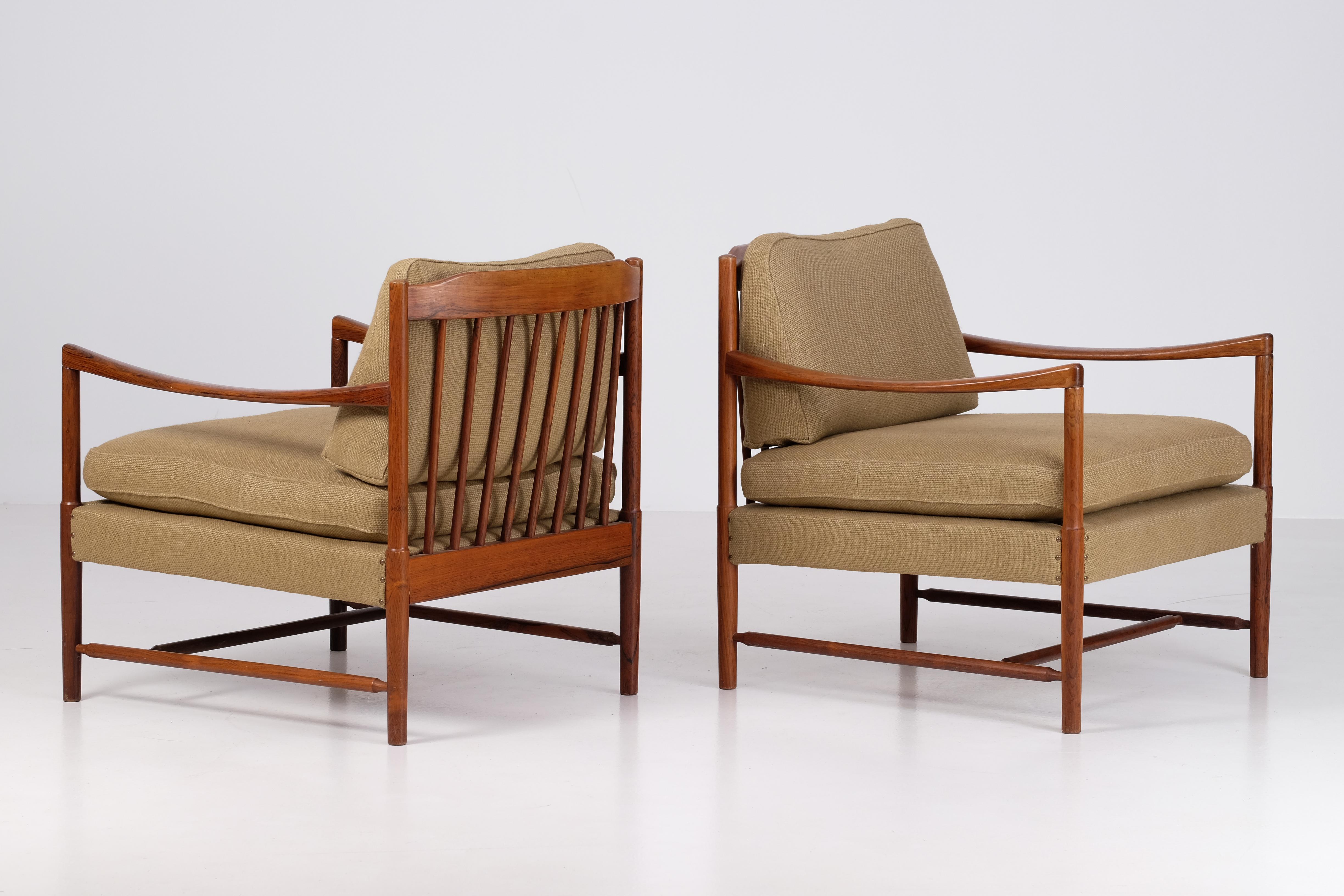 Mid-20th Century Pair of Swedish Easy Chairs Model 