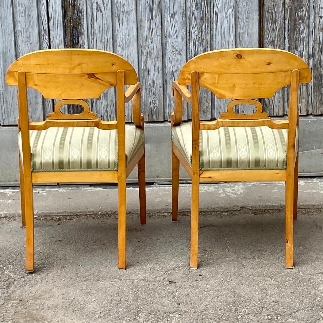 Pair of Swedish Empire Birch Wood Armchairs 19th Century Sweden For Sale 8