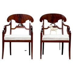 Schwedisches Empire-Mahagoni-Sessel, 19. Jahrhundert, Schweden, Paar