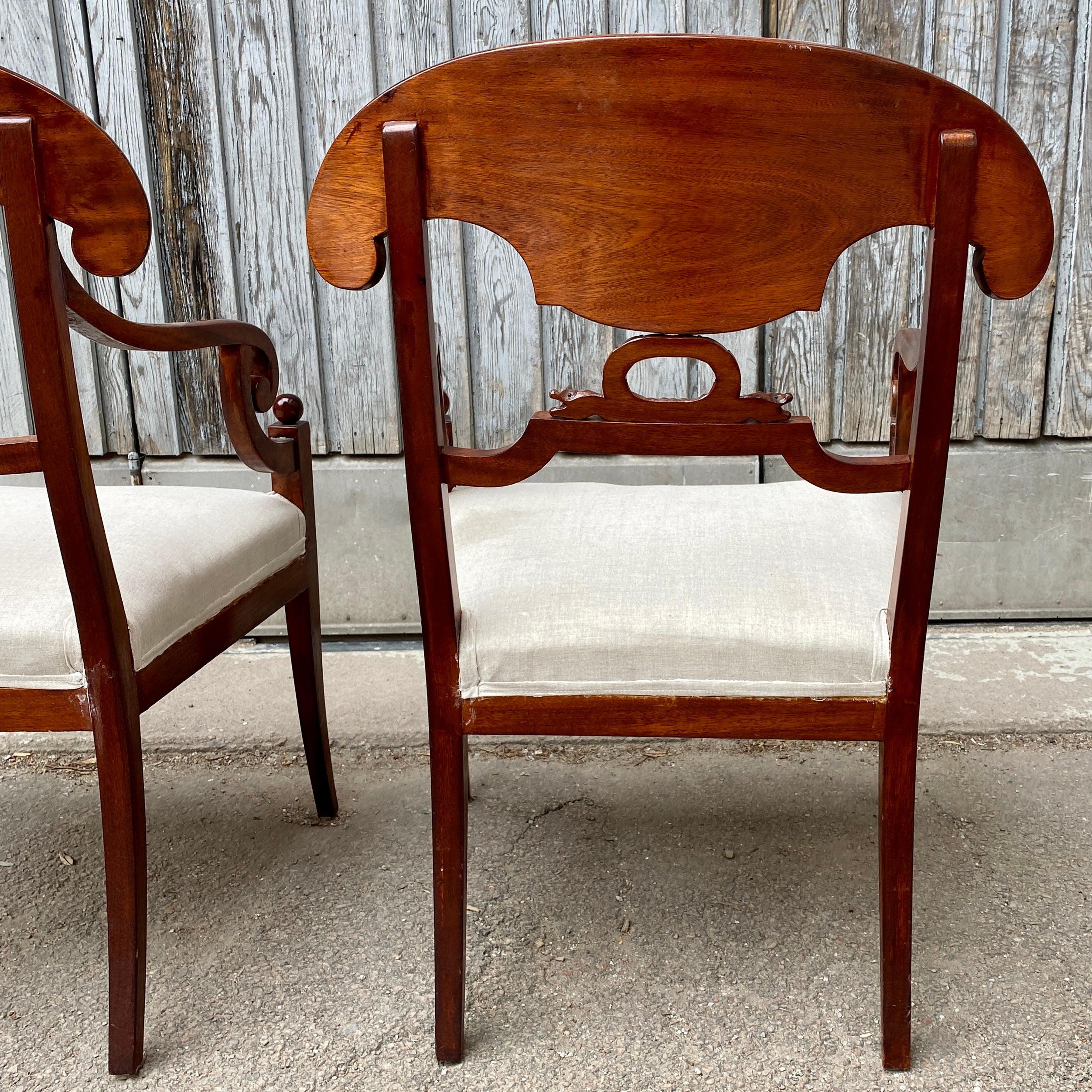 Pair of Swedish Empire Mahogany Armchairs 19th Century Sweden In Good Condition For Sale In Haddonfield, NJ