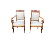 Pair of Swedish Empire Mahogany Armchairs