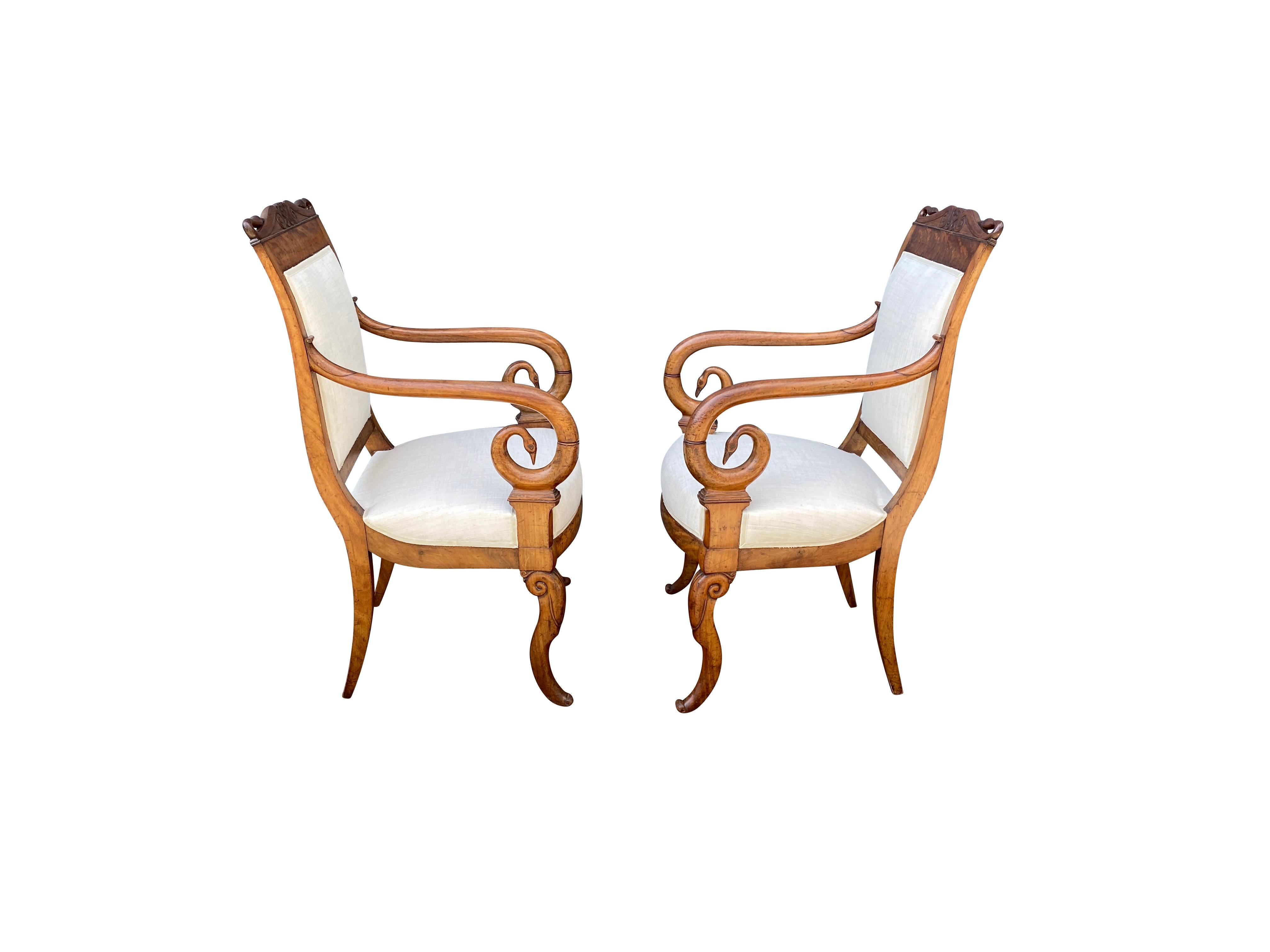 Pair of Swedish Empire Mahogany Armchairs In Good Condition For Sale In Essex, MA