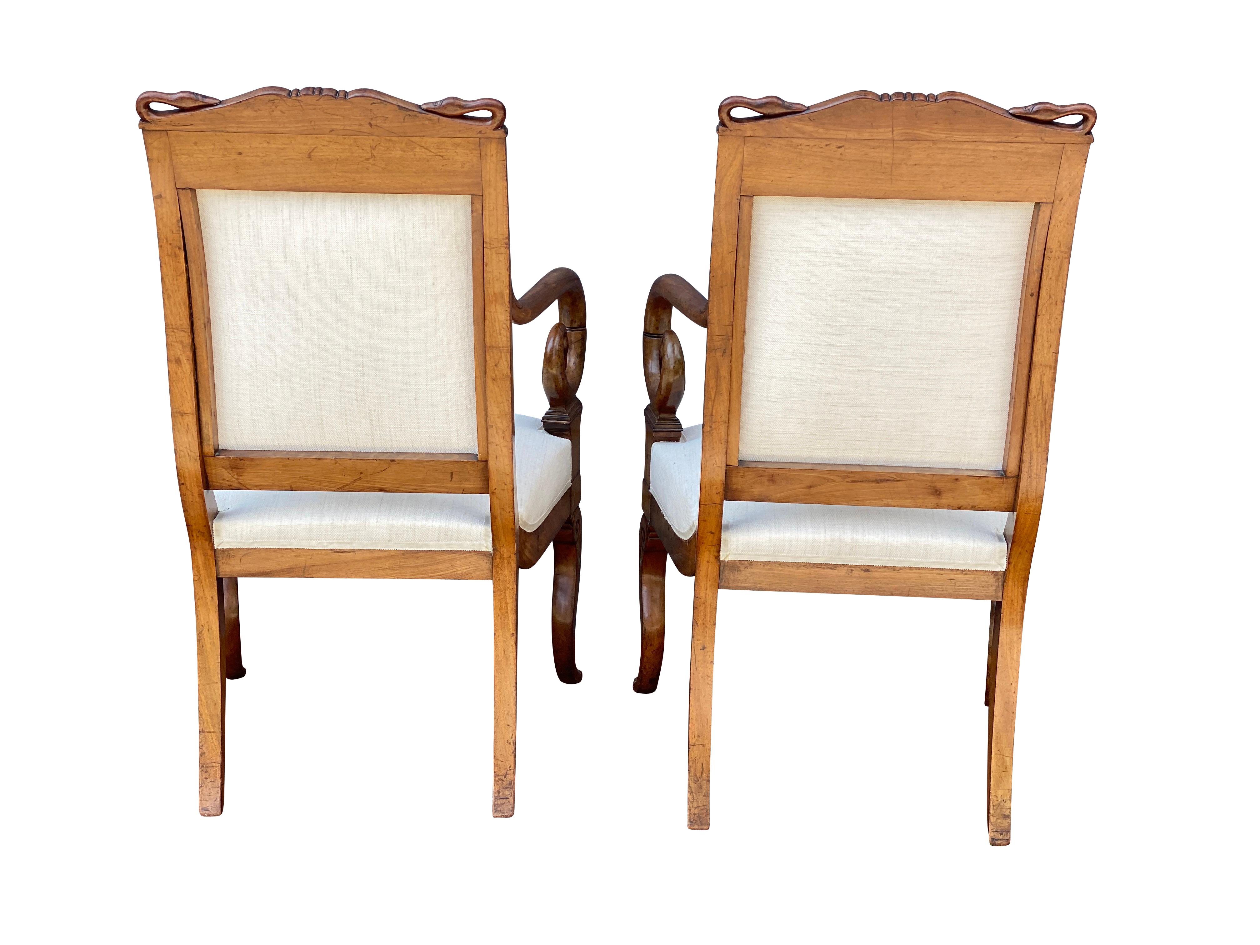 Mid-19th Century Pair of Swedish Empire Mahogany Armchairs For Sale