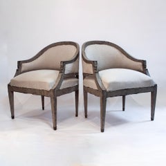 Pair of Swedish Empire Painted Klismos Armchairs