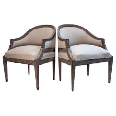 Pair of Swedish Empire Painted Klismos Armchairs