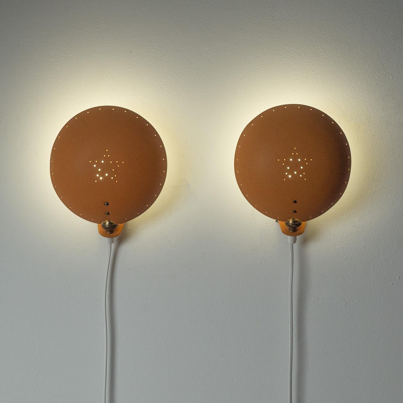 Mid-Century Modern Pair of Swedish Enameled Sconces, 1950s For Sale