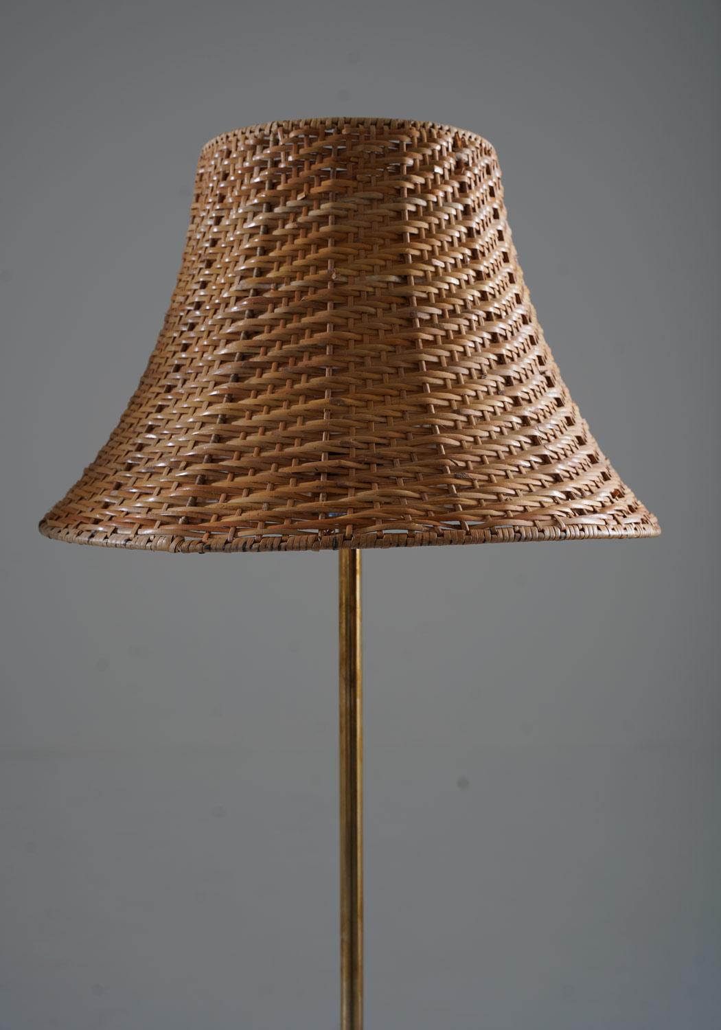 20th Century Pair of Swedish Floor Lamps in Brass and Glass by Stilarmatur Tranås