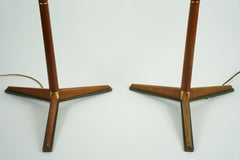 Coppia di lampade da terra svedesi, teak e ottone, Svezia 1960