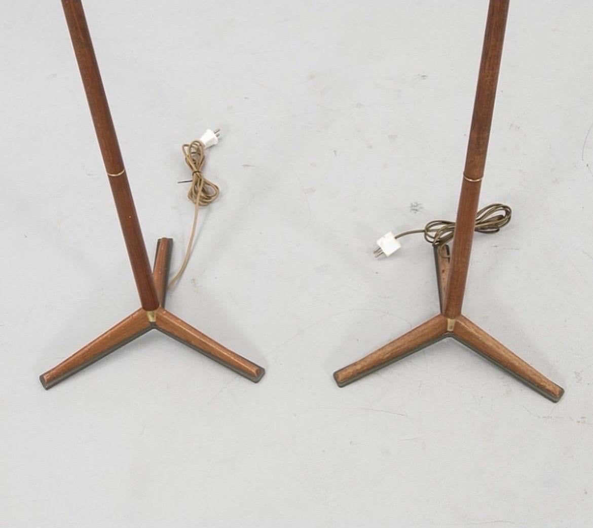 Pair of Swedish Floor Lamps, Teak and brass, Sweden 1960 For Sale 2